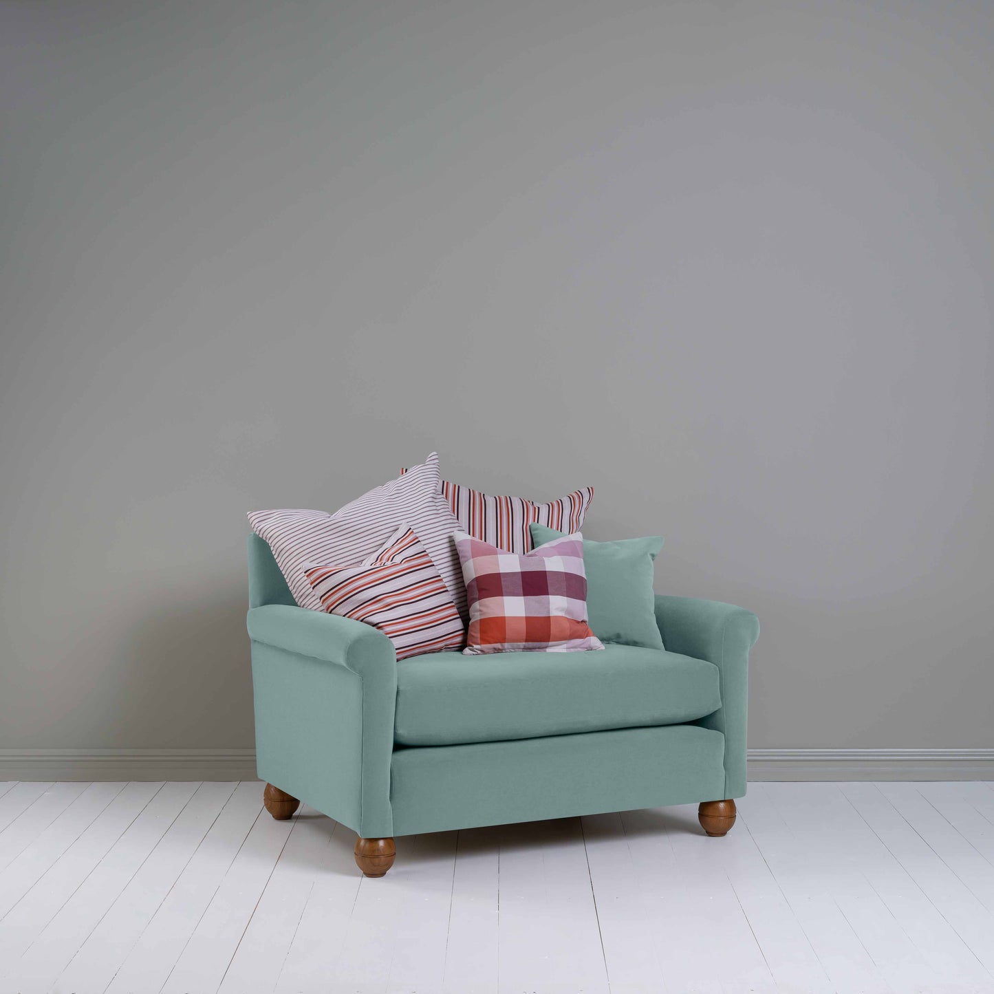 Idler Love Seat in Intelligent Velvet Mineral