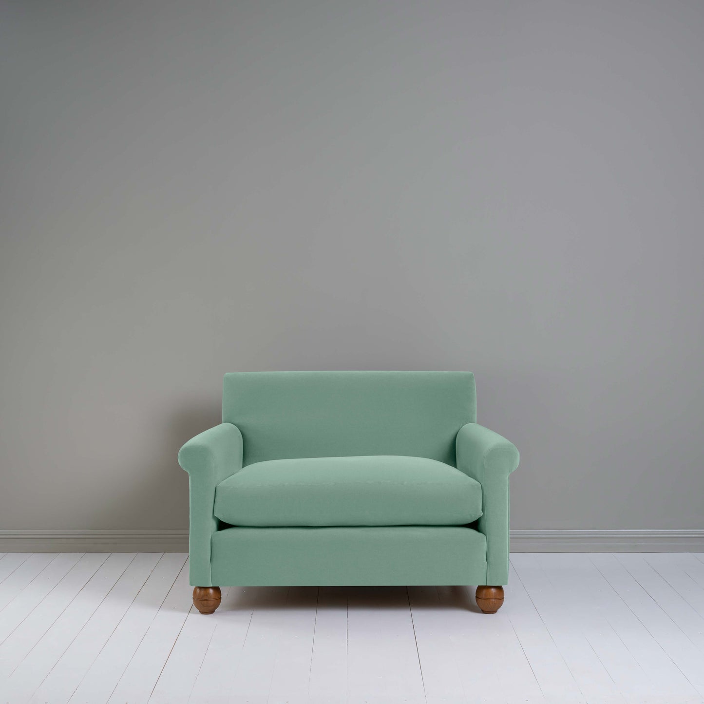 Idler Love Seat in Intelligent Velvet Sea Mist - Nicola Harding