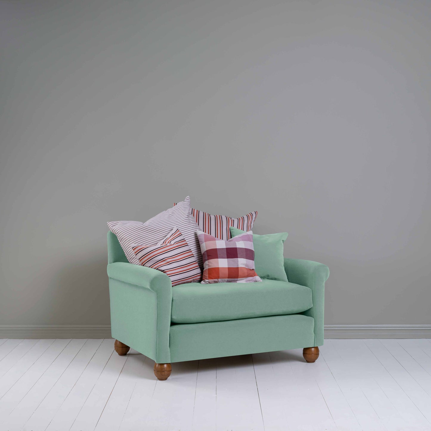 Idler Love Seat in Intelligent Velvet Sea Mist - Nicola Harding