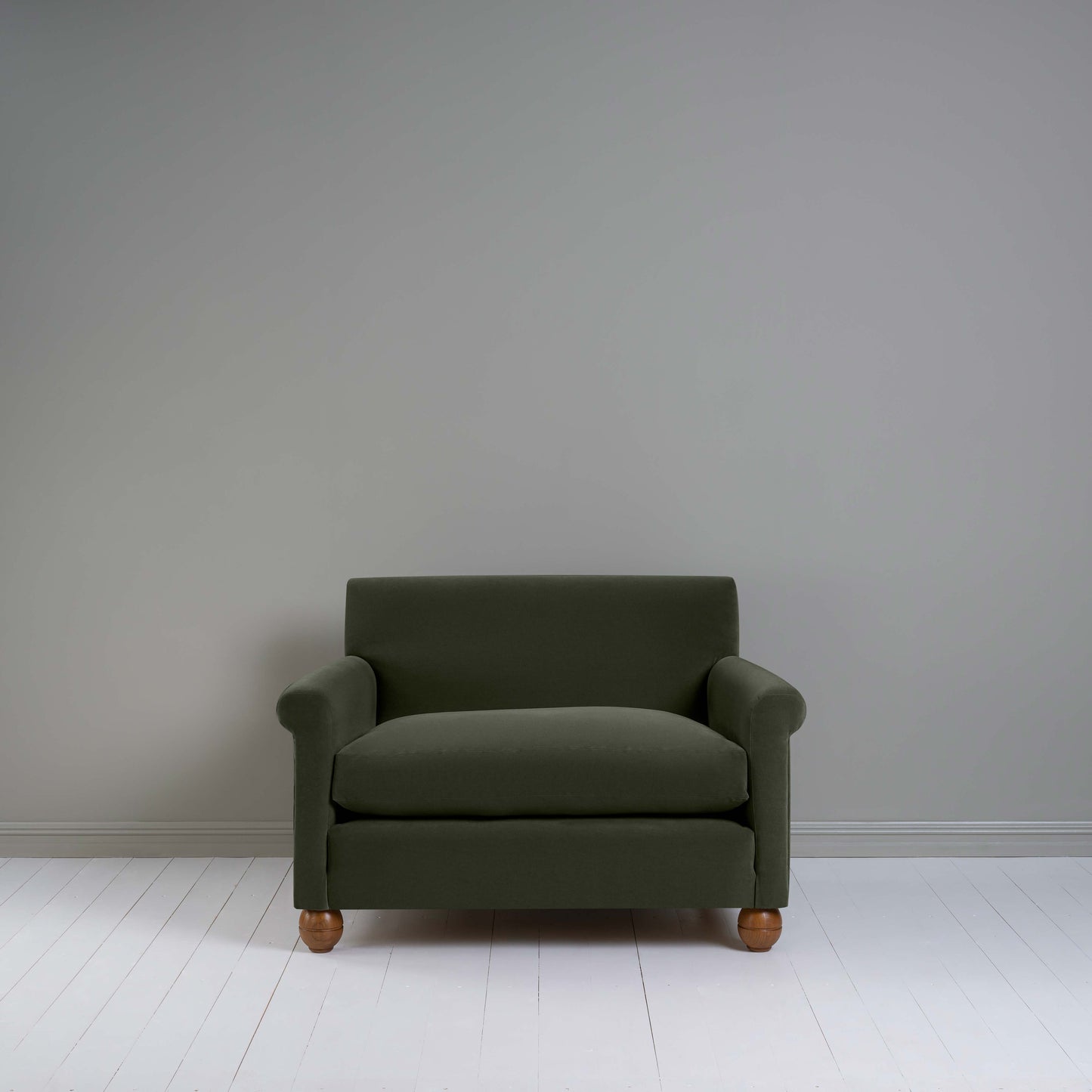 Idler Love Seat in Intelligent Velvet Seaweed