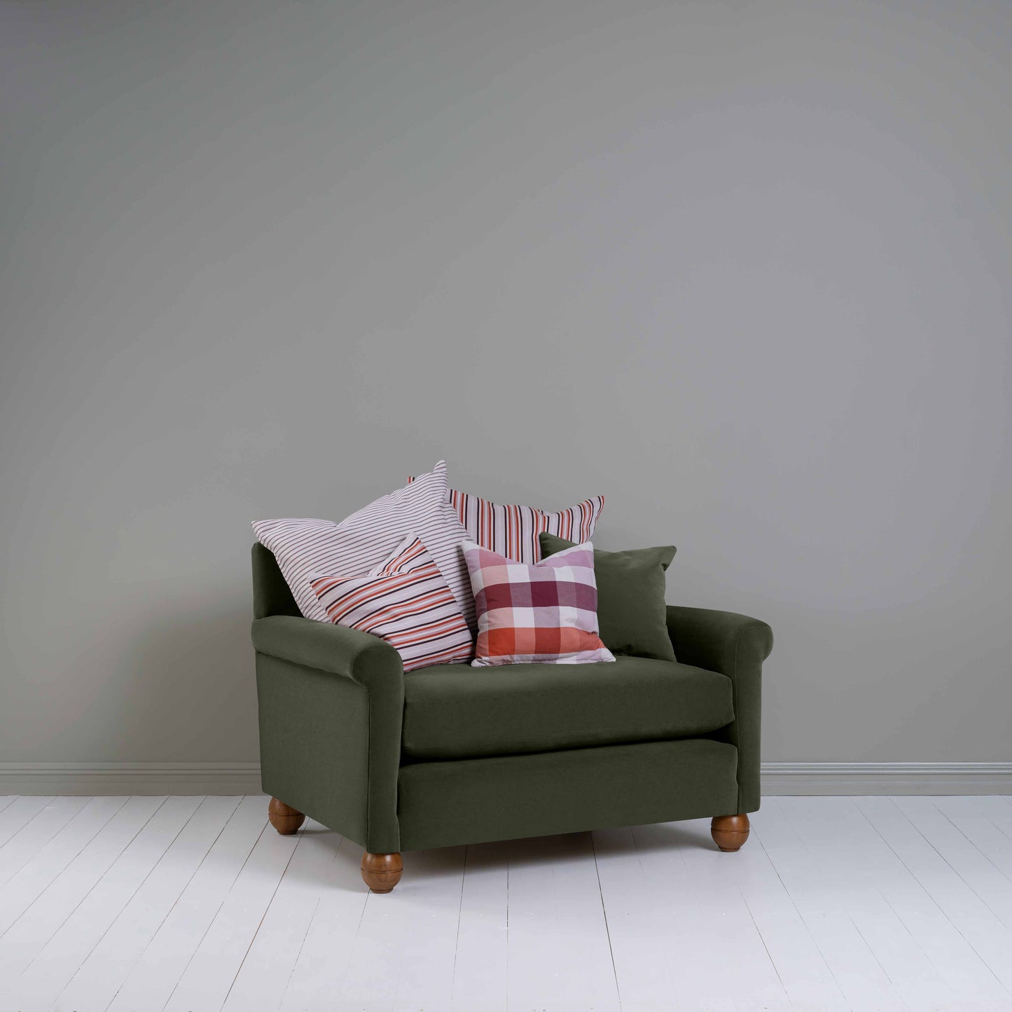 Idler Love Seat in Intelligent Velvet Seaweed - Nicola Harding