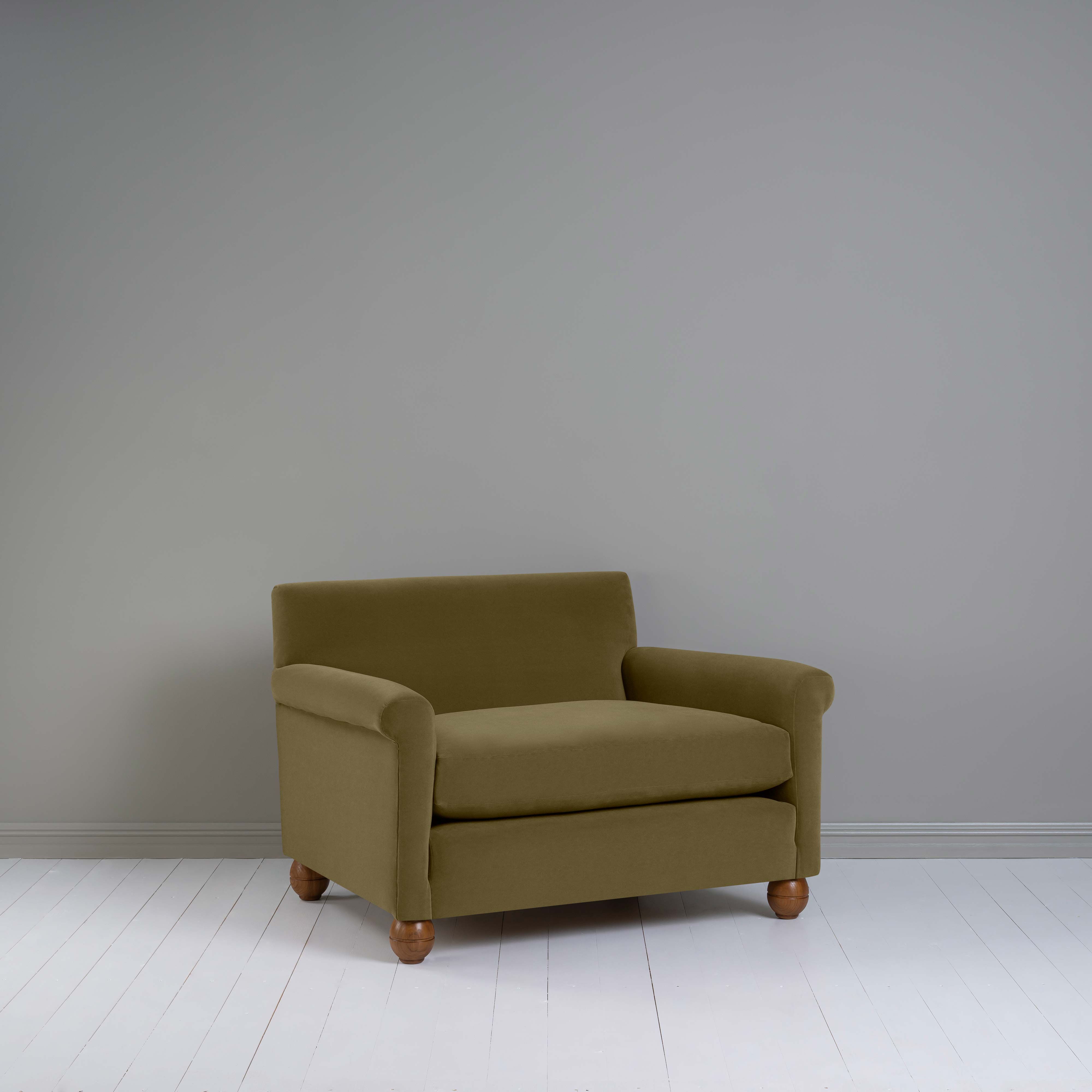  Idler Love Seat in Intelligent Velvet Sepia 