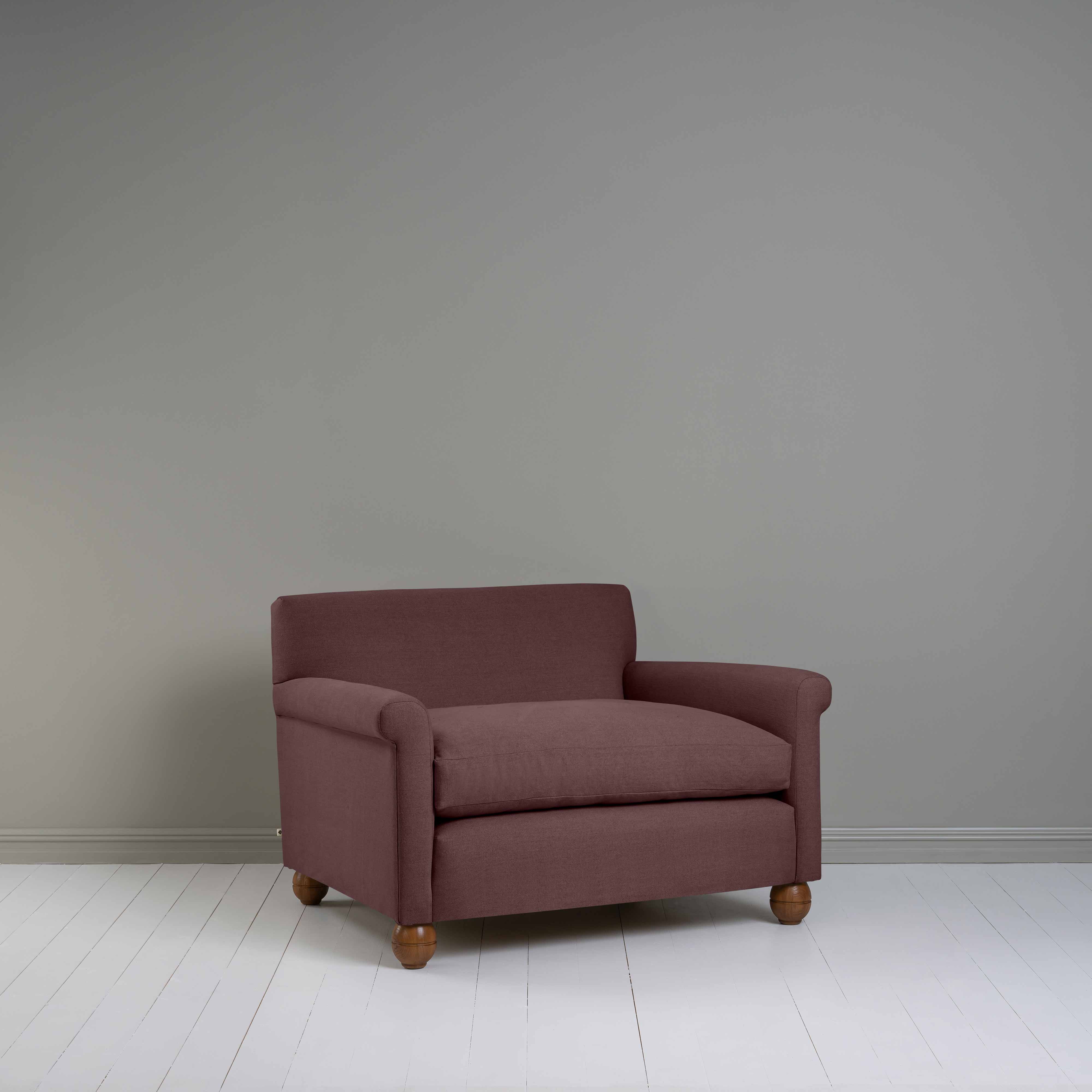  Idler Love Seat in Laidback Linen Damson 