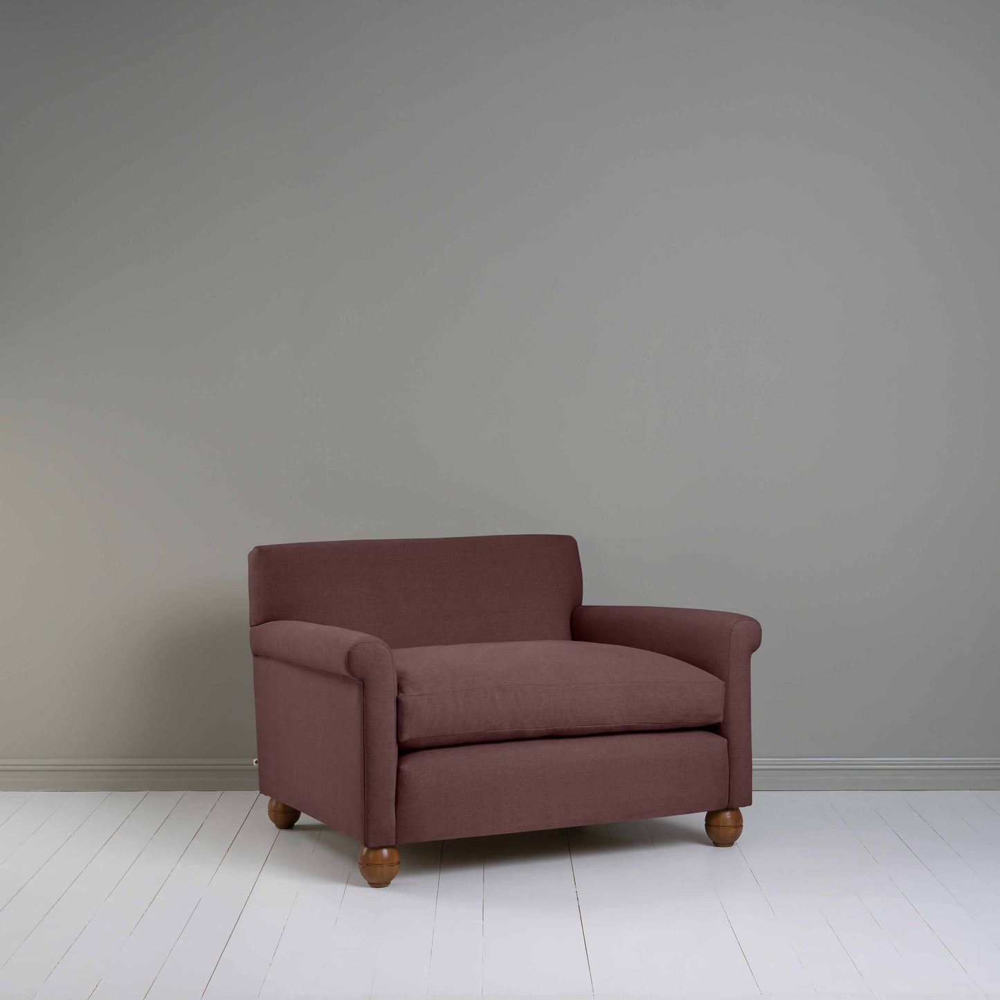 Idler Love Seat in Laidback Linen Damson - Nicola Harding