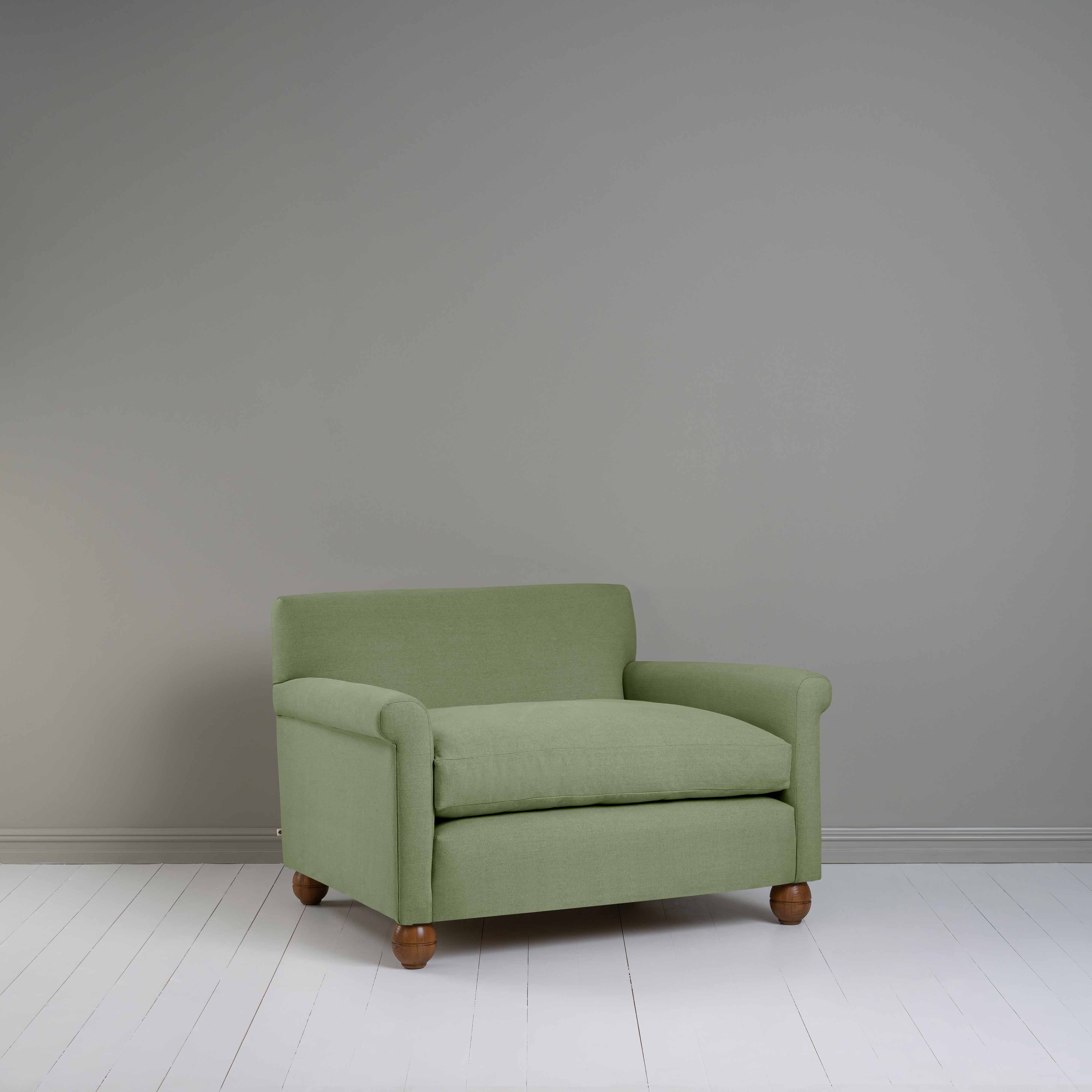  Idler Love Seat in Laidback Linen Moss - Nicola Harding 