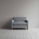  Idler Love Seat in Regatta Cotton, Blue, Front View - Nicola Harding 