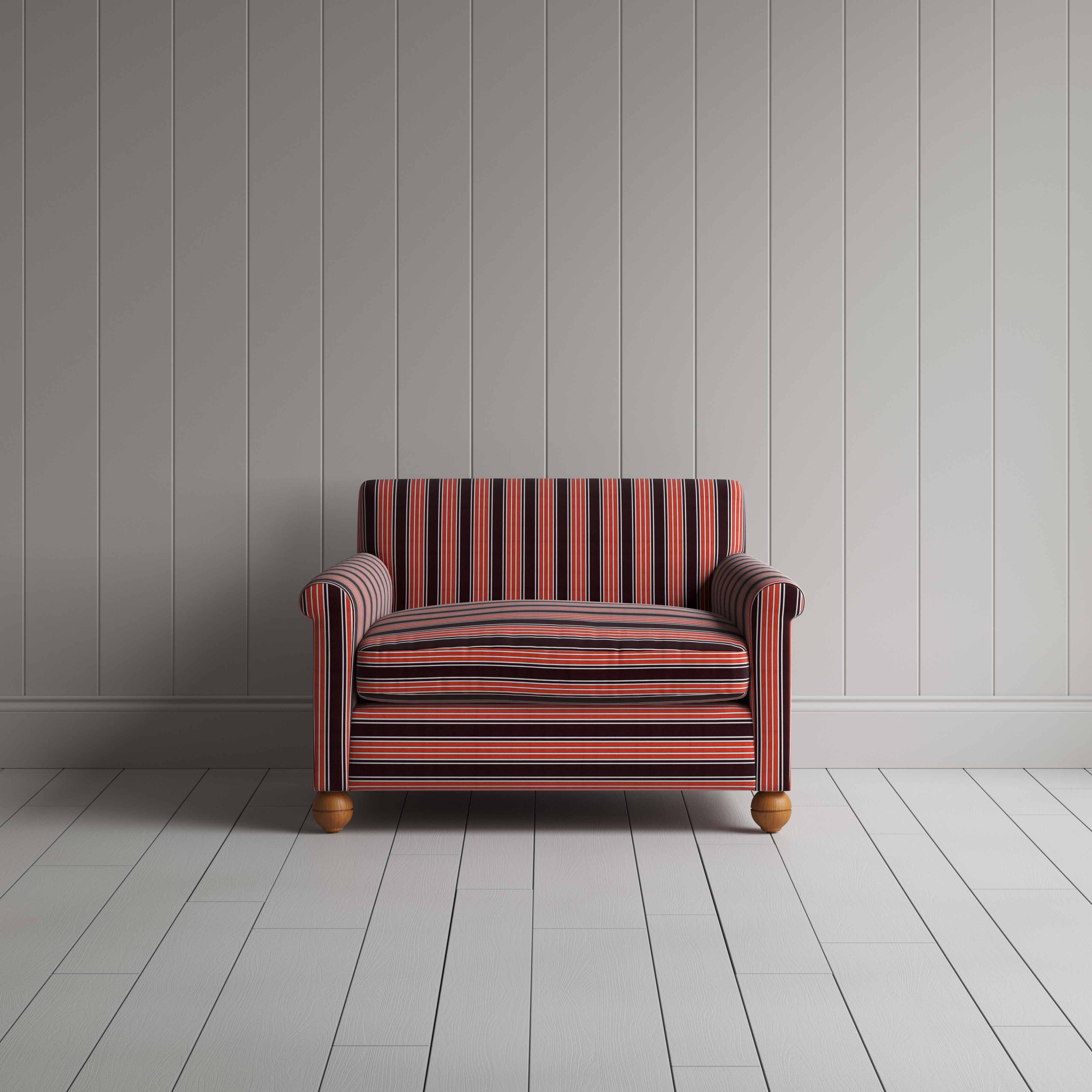  Idler Love Seat in Regatta Cotton, Flame - Nicola Harding 