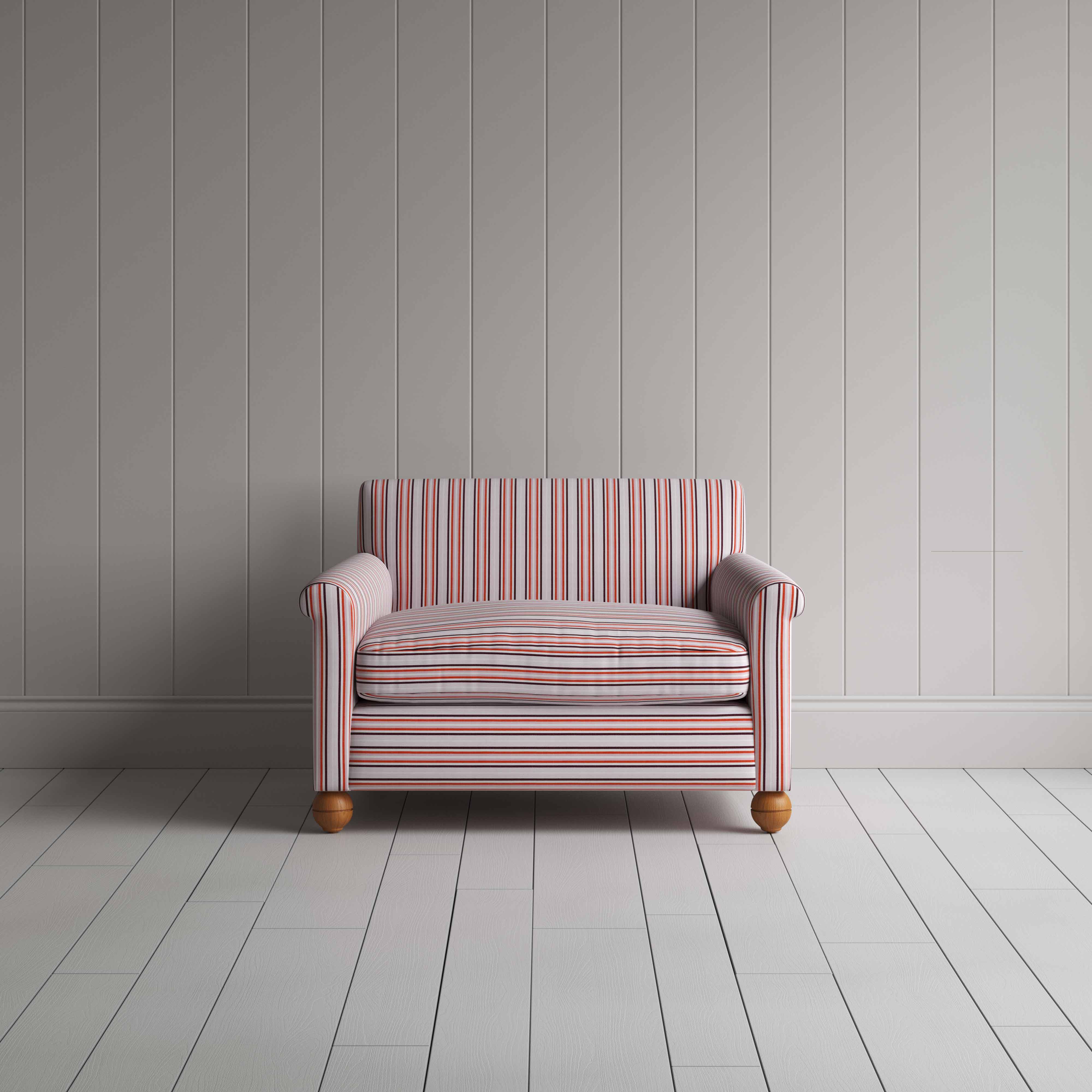  Idler Love Seat in Slow Lane Cotton Linen, Berry - Nicola Harding 