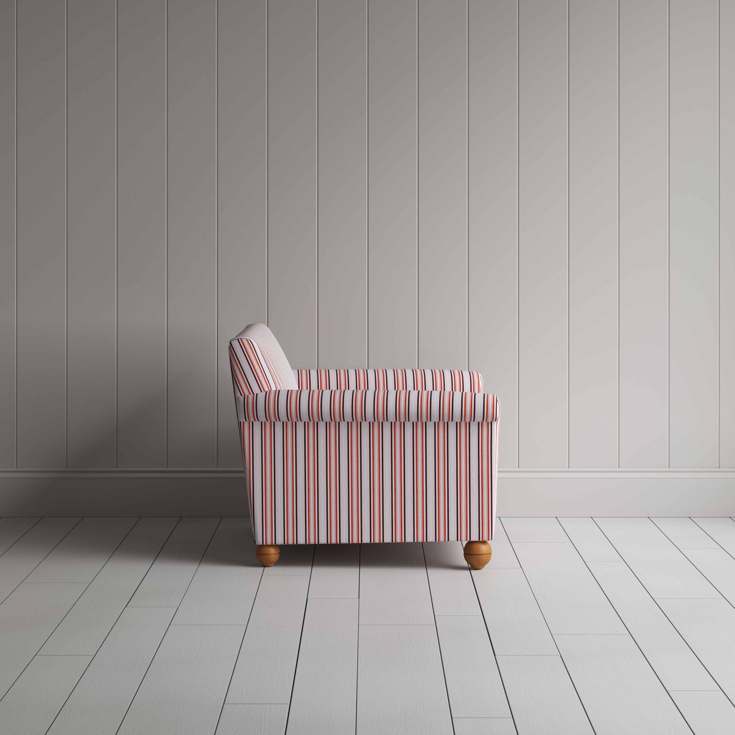 Idler Love Seat in Slow Lane Cotton Linen, Berry - Nicola Harding