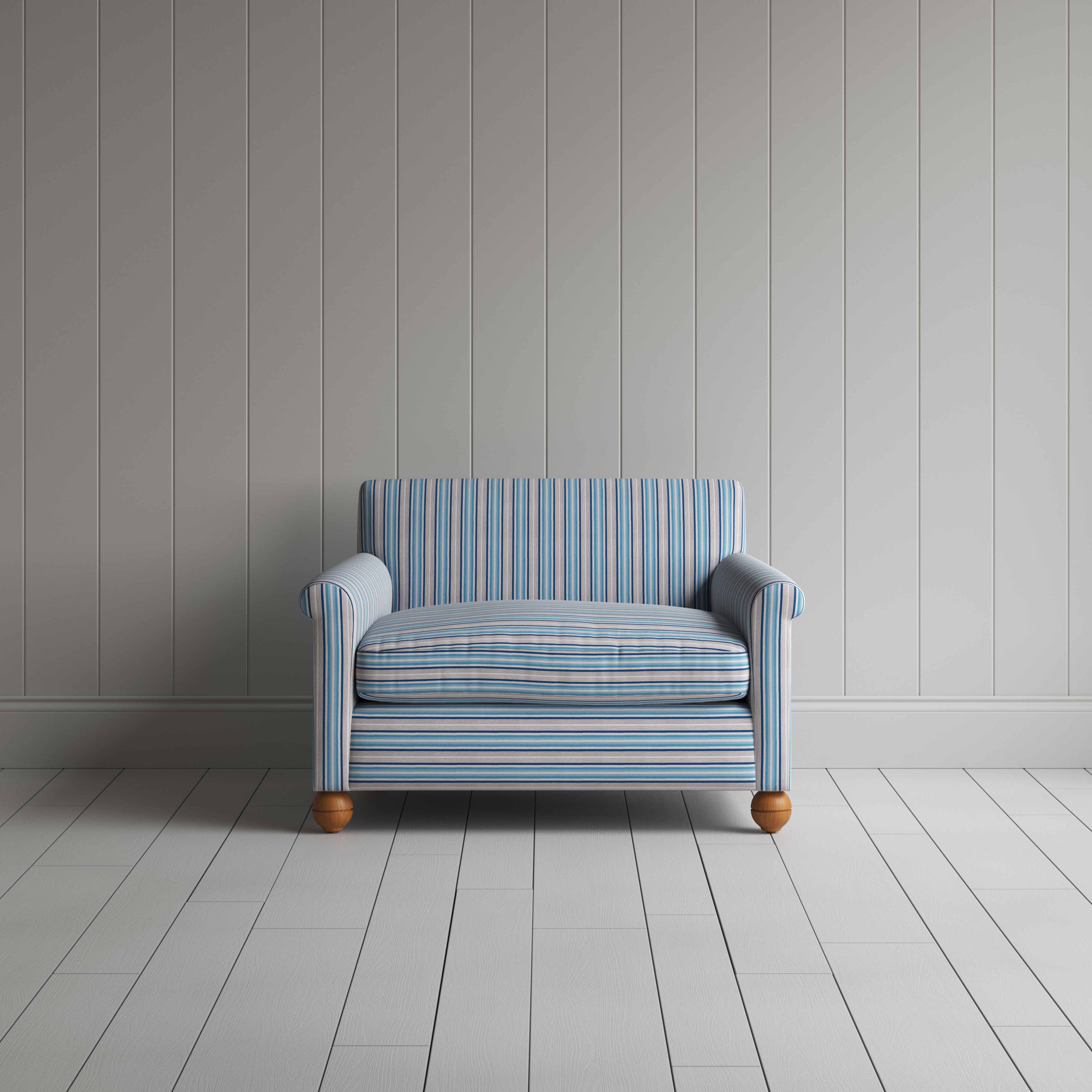  Idler Love Seat in Slow Lane Cotton Linen, Blue 