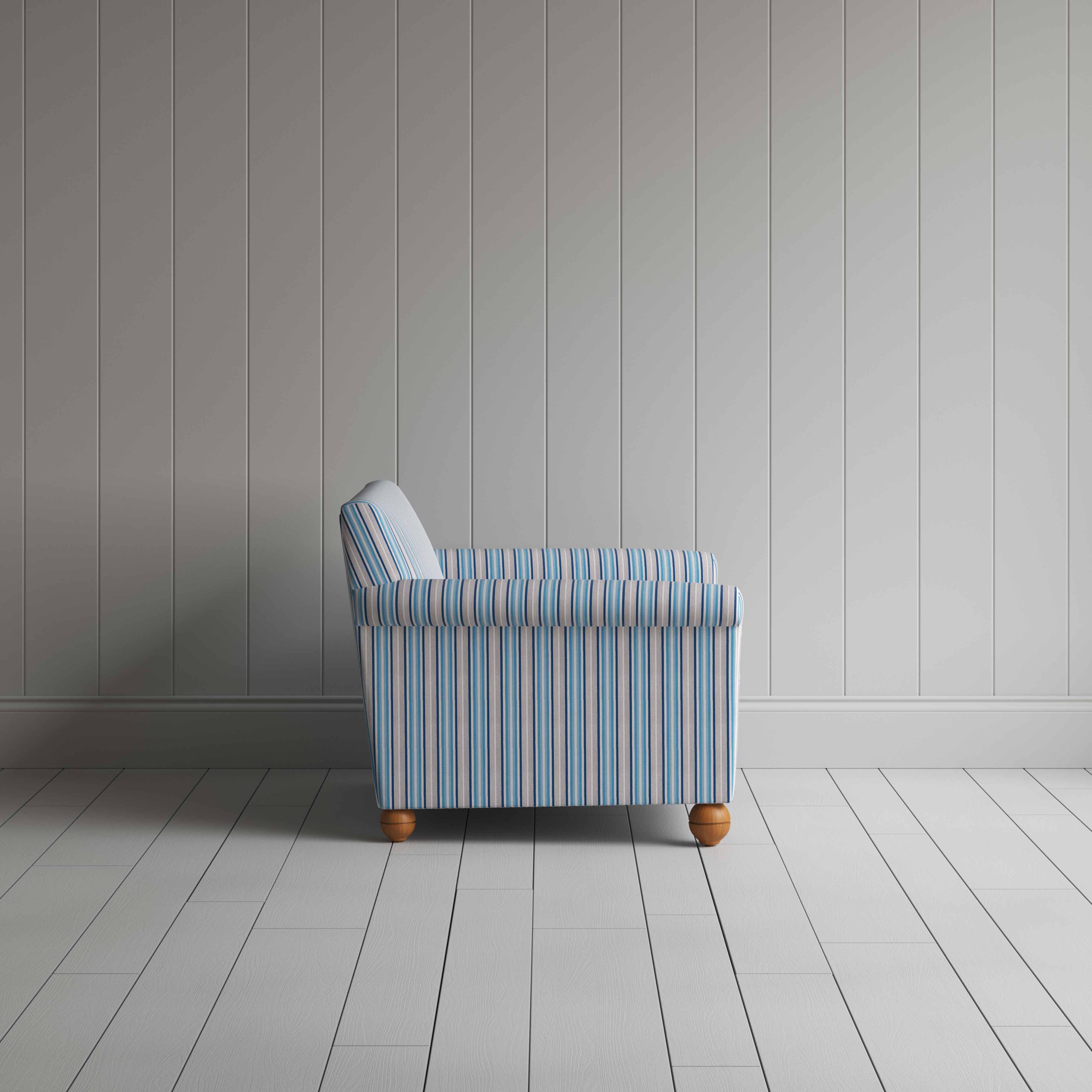  Idler Love Seat in Slow Lane Cotton Linen, Blue - Nicola Harding 