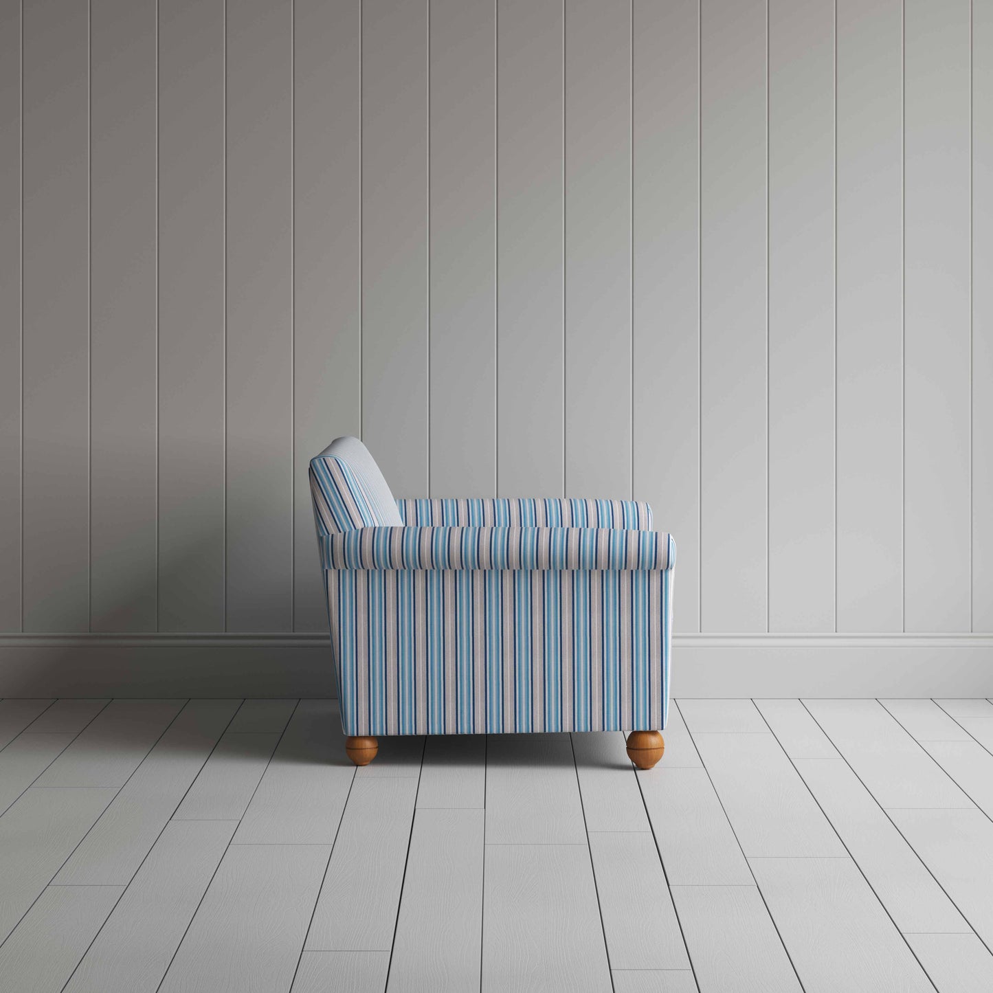 Idler Love Seat in Slow Lane Cotton Linen, Blue