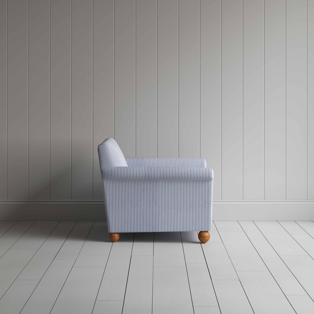  Idler Love Seat in Ticking Cotton, Aqua Brown - Nicola Harding 