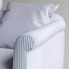  More the Merrier 4 Seater Sofa in Ticking Cotton, Aqua Brown, Arm Design Closeup - NiX 