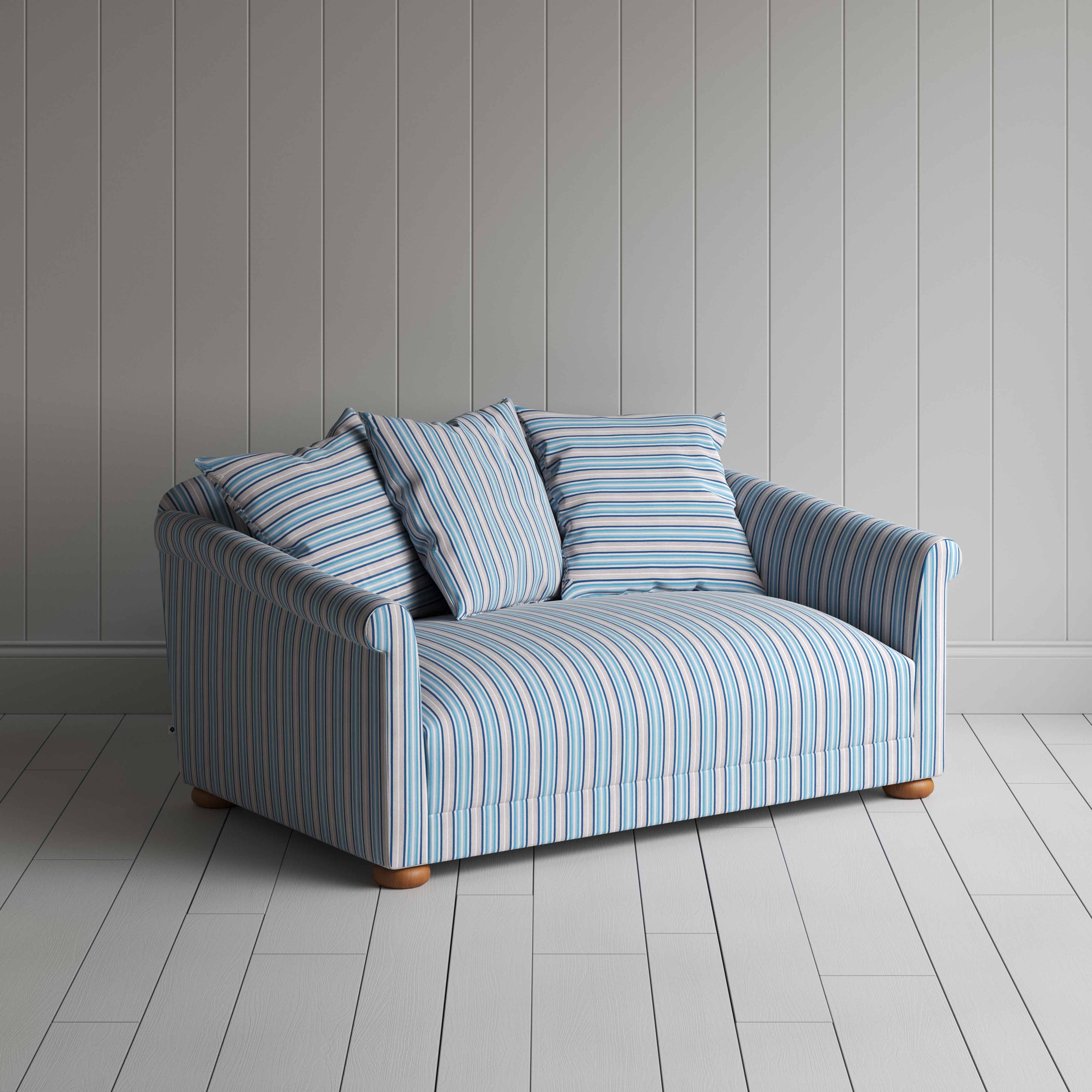  More the Merrier 2 Seater Sofa in Slow Lane Cotton Linen, Blue - Nicola Harding 