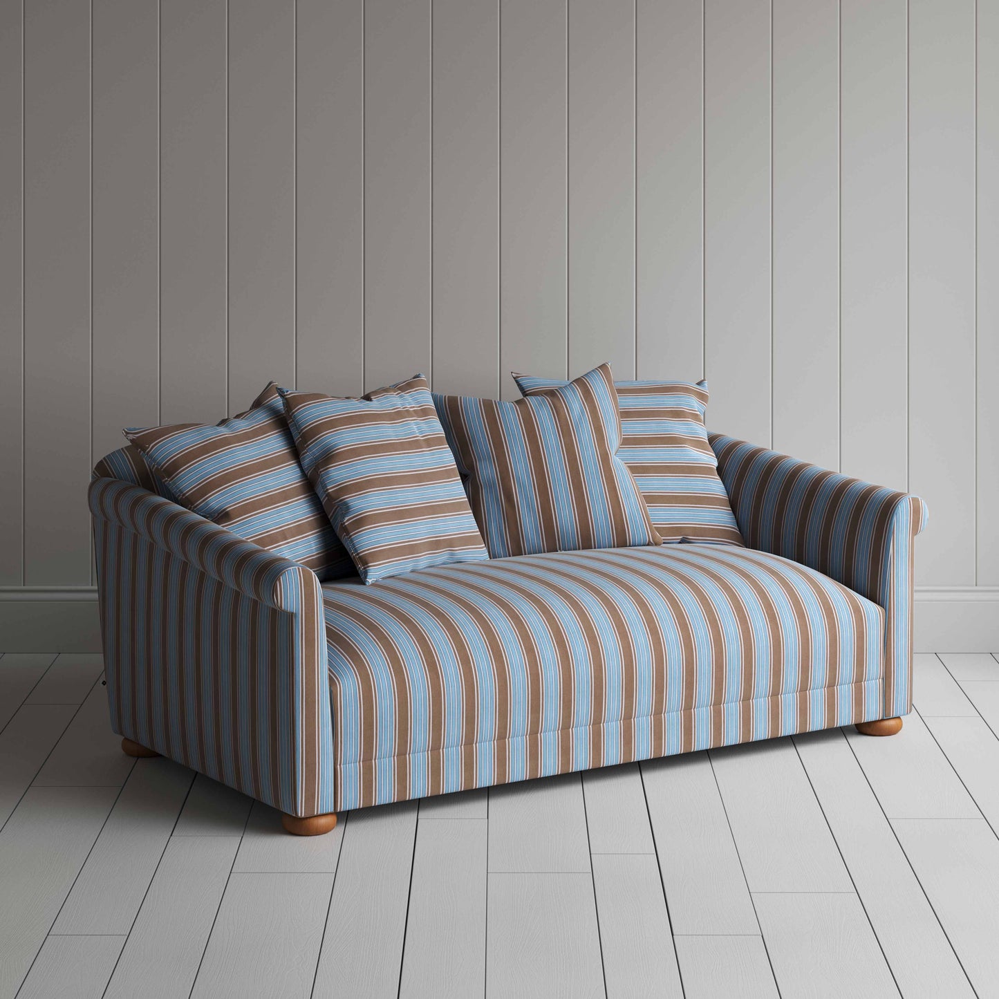 More the Merrier 3 Seater Sofa in Regatta Cotton, Blue - Nicola Harding