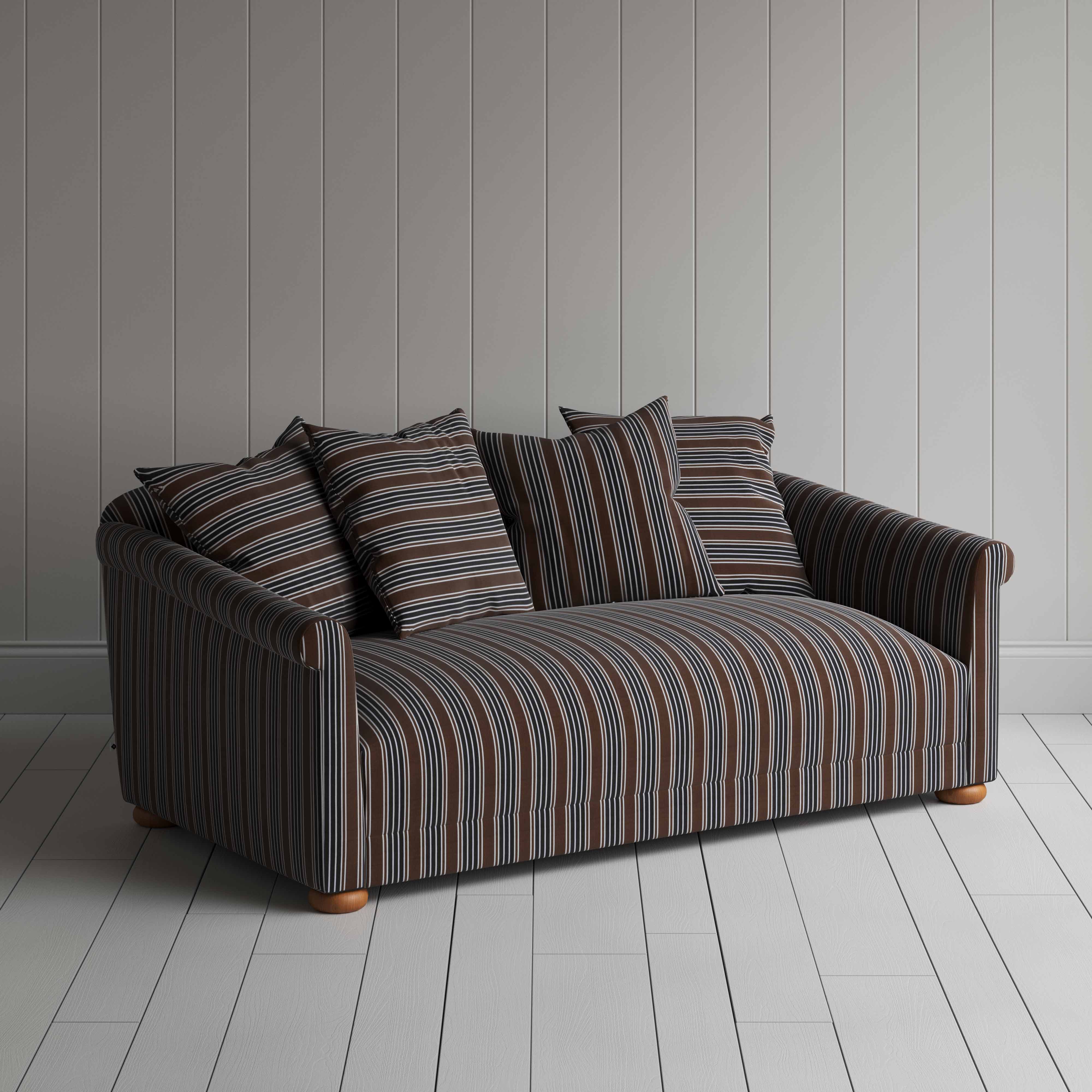  More the Merrier 3 Seater Sofa in Regatta Cotton, Charcoal - Nicola Harding 