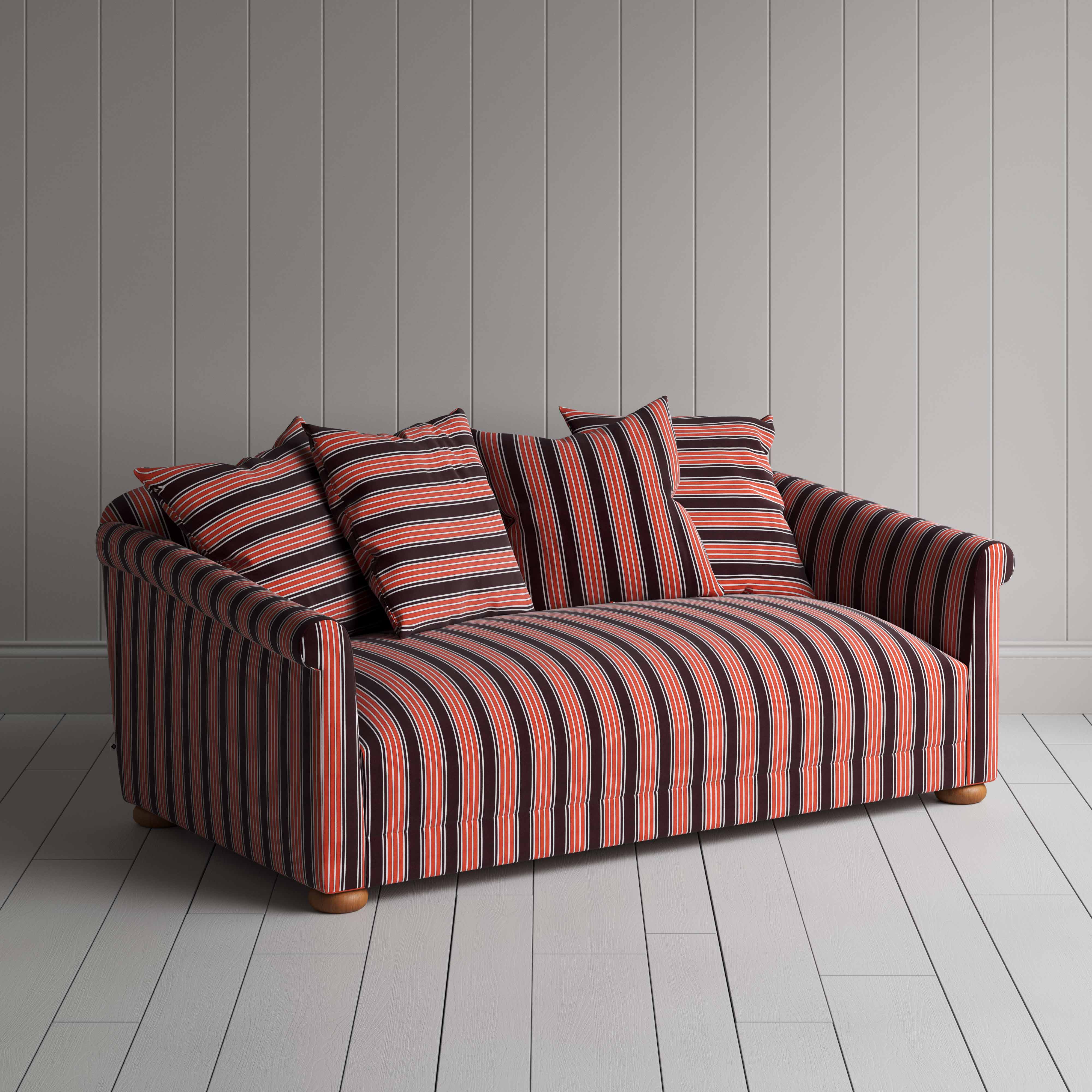  More the Merrier 3 Seater Sofa in Regatta Cotton, Flame - Nicola Harding 