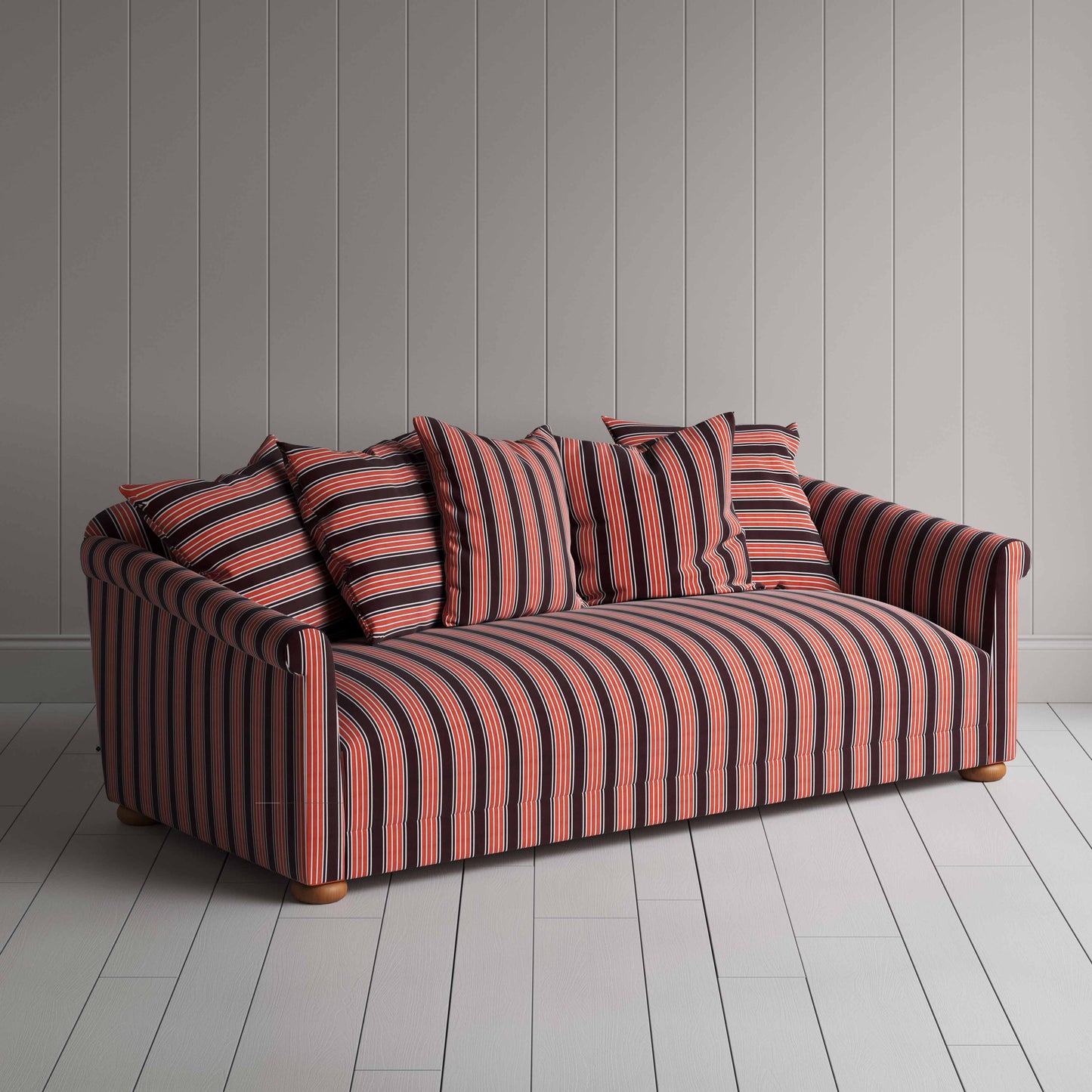 More the Merrier 4 Seater Sofa in Regatta Cotton, Flame - Nicola Harding