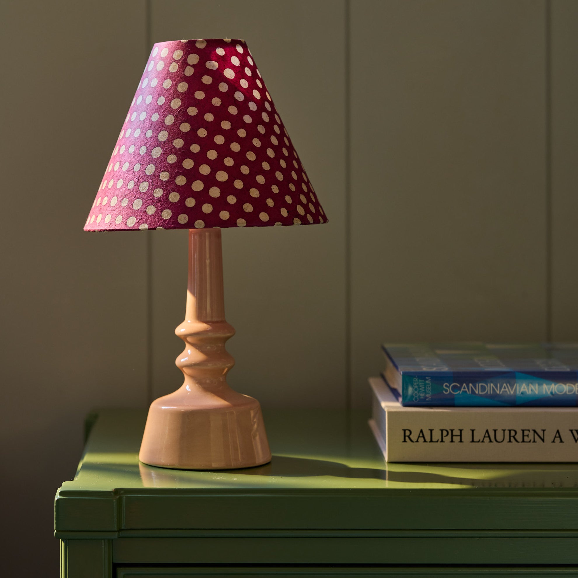  Ditsy Ceramic Table Lamp Base in Damson Pink 