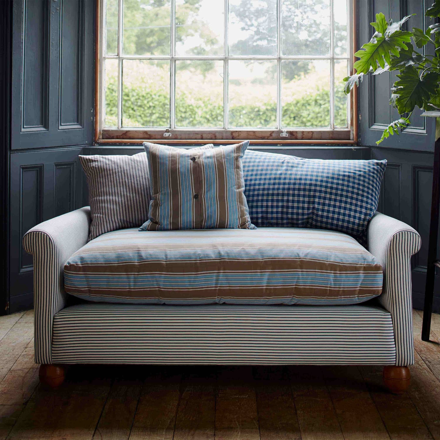 Idler 2 Seater Sofa in Intelligent Velvet Aegean - Nicola Harding