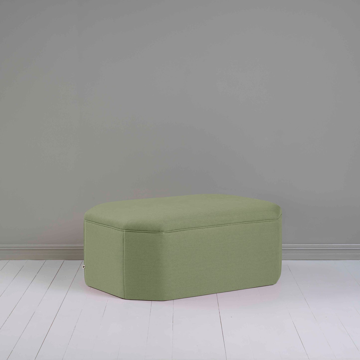 Hither Hexagonal Ottoman in Laidback Linen Moss - Nicola Harding