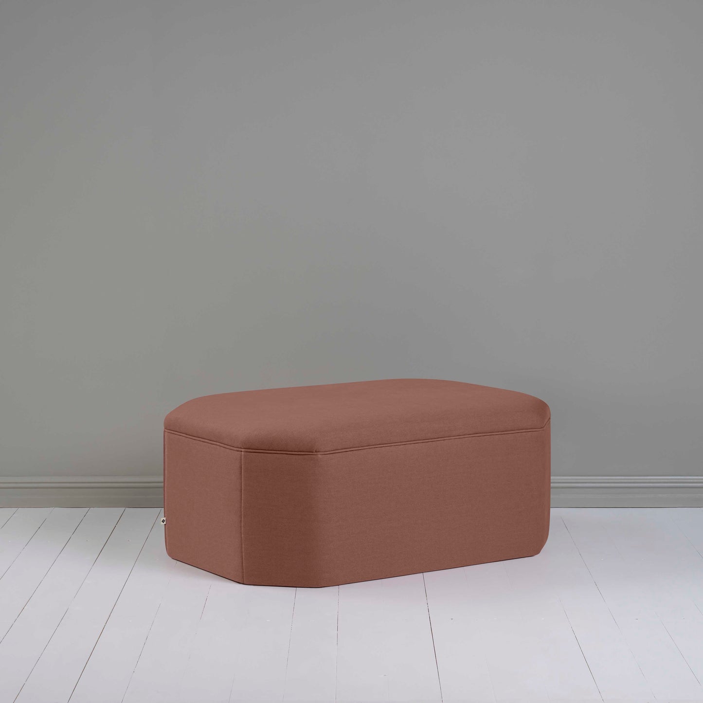 Hither Hexagonal Storage Ottoman in Laidback Linen Sweet Briar - Nicola Harding