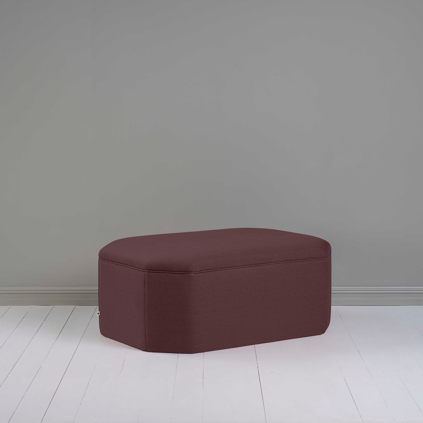 Hither Hexagonal Ottoman in Laidback Linen Damson - Nicola Harding