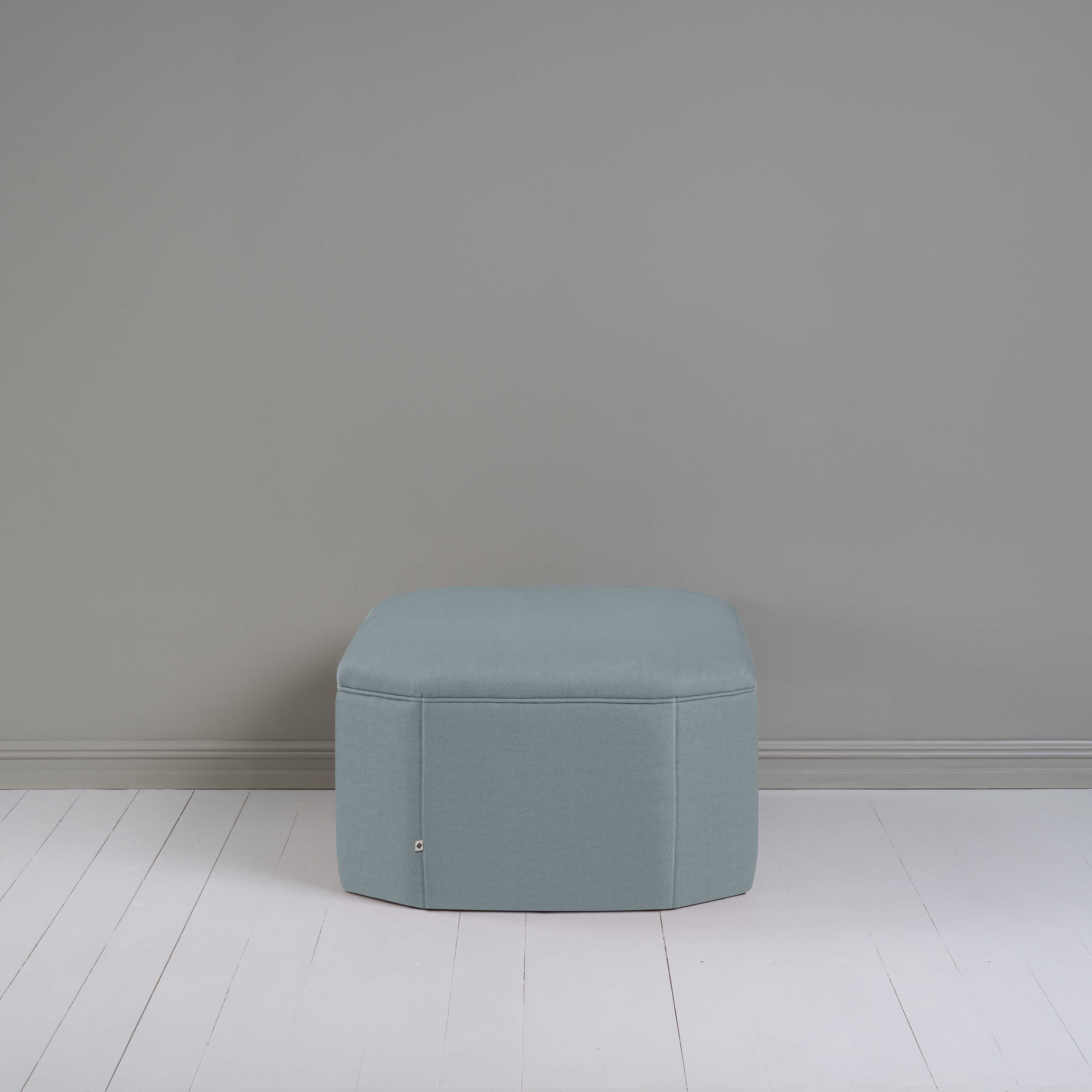  Hither Hexagonal Storage Ottoman in Laidback Linen Cerulean - Nicola Harding 