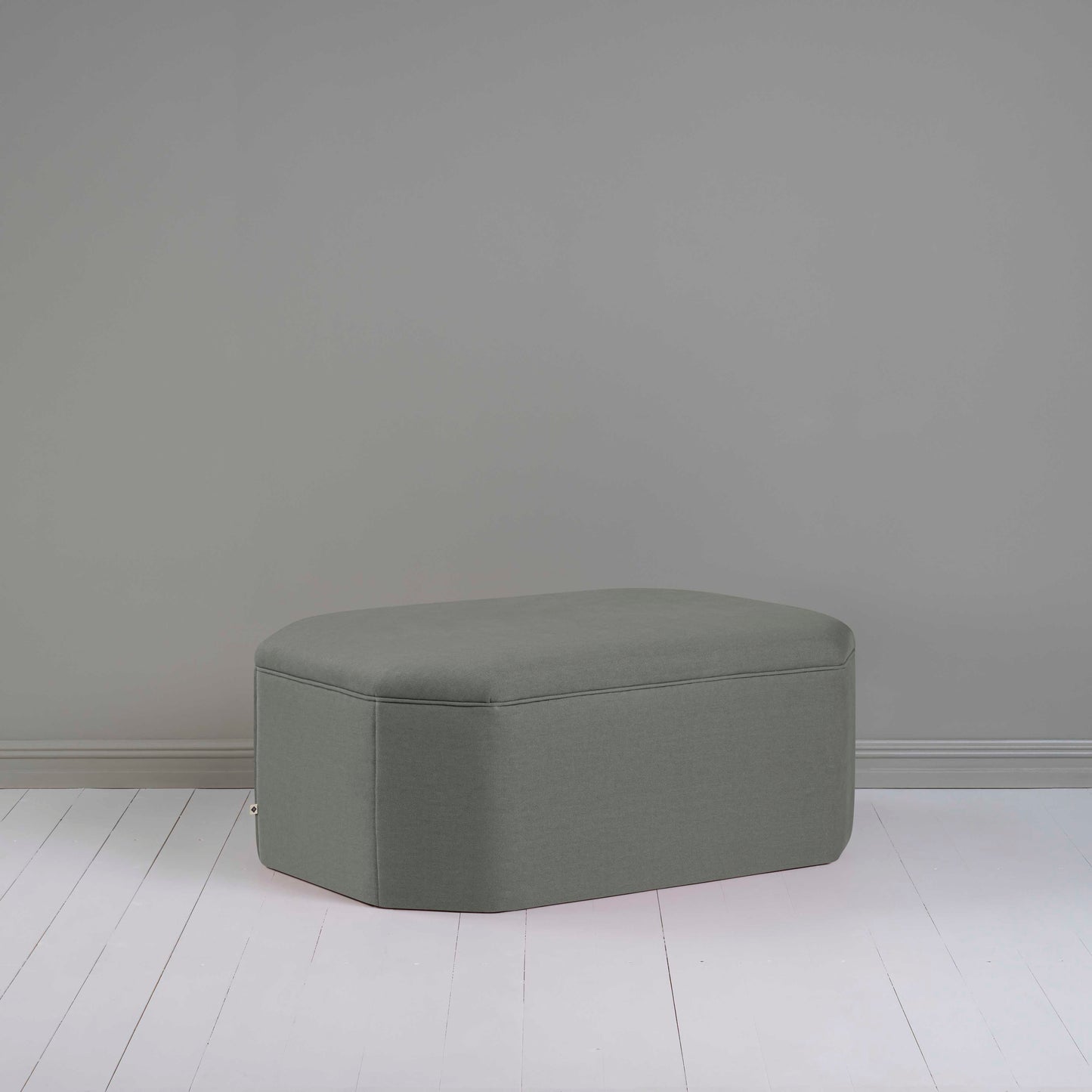 Hither Hexagonal Storage Ottoman in Laidback Linen Shadow - Nicola Harding