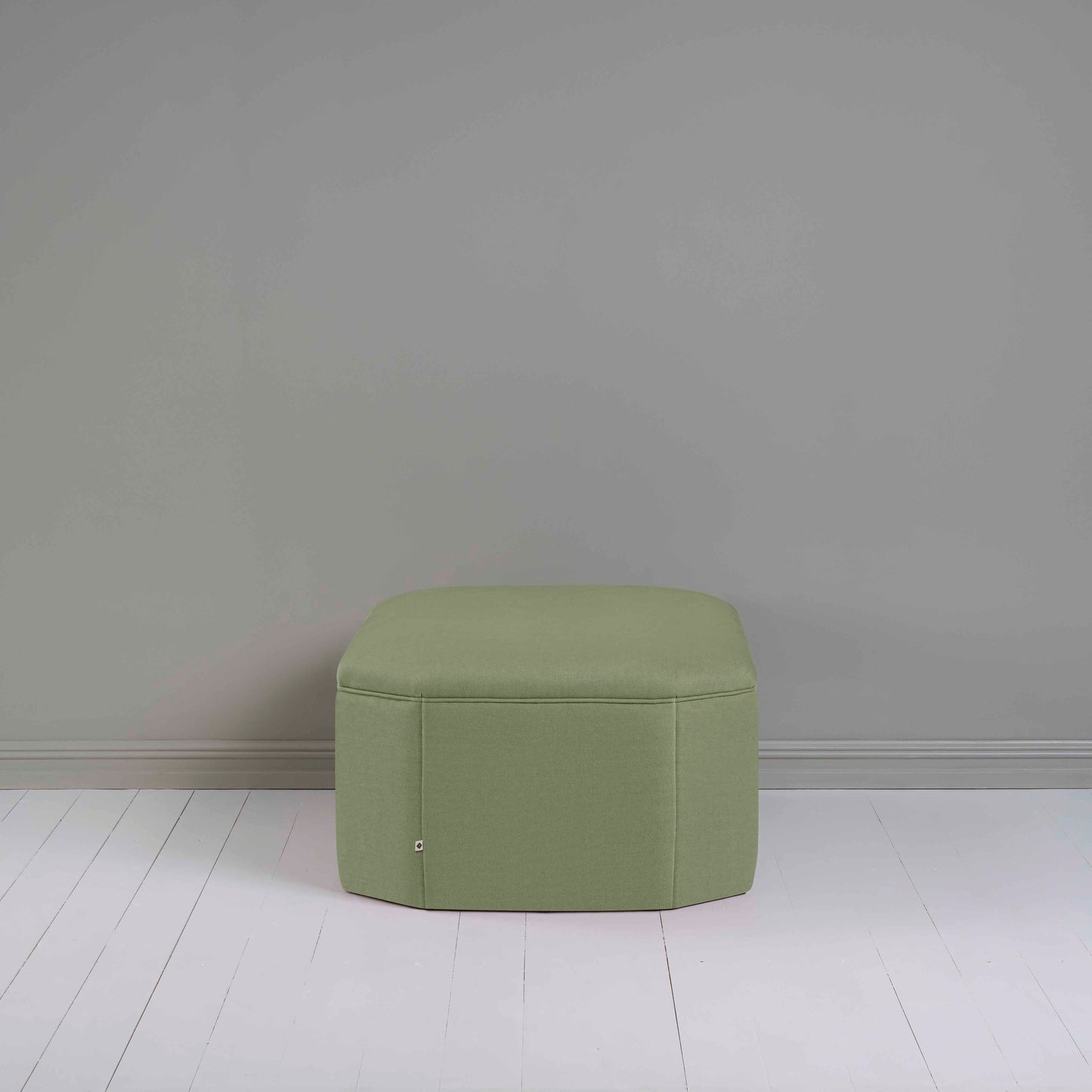 Hither Hexagonal Ottoman in Laidback Linen Moss - Nicola Harding