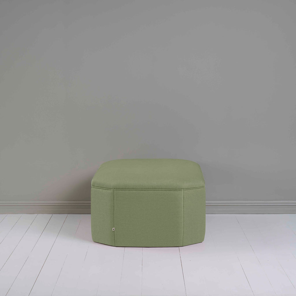  Hither Hexagonal Ottoman in Laidback Linen Moss - Nicola Harding 