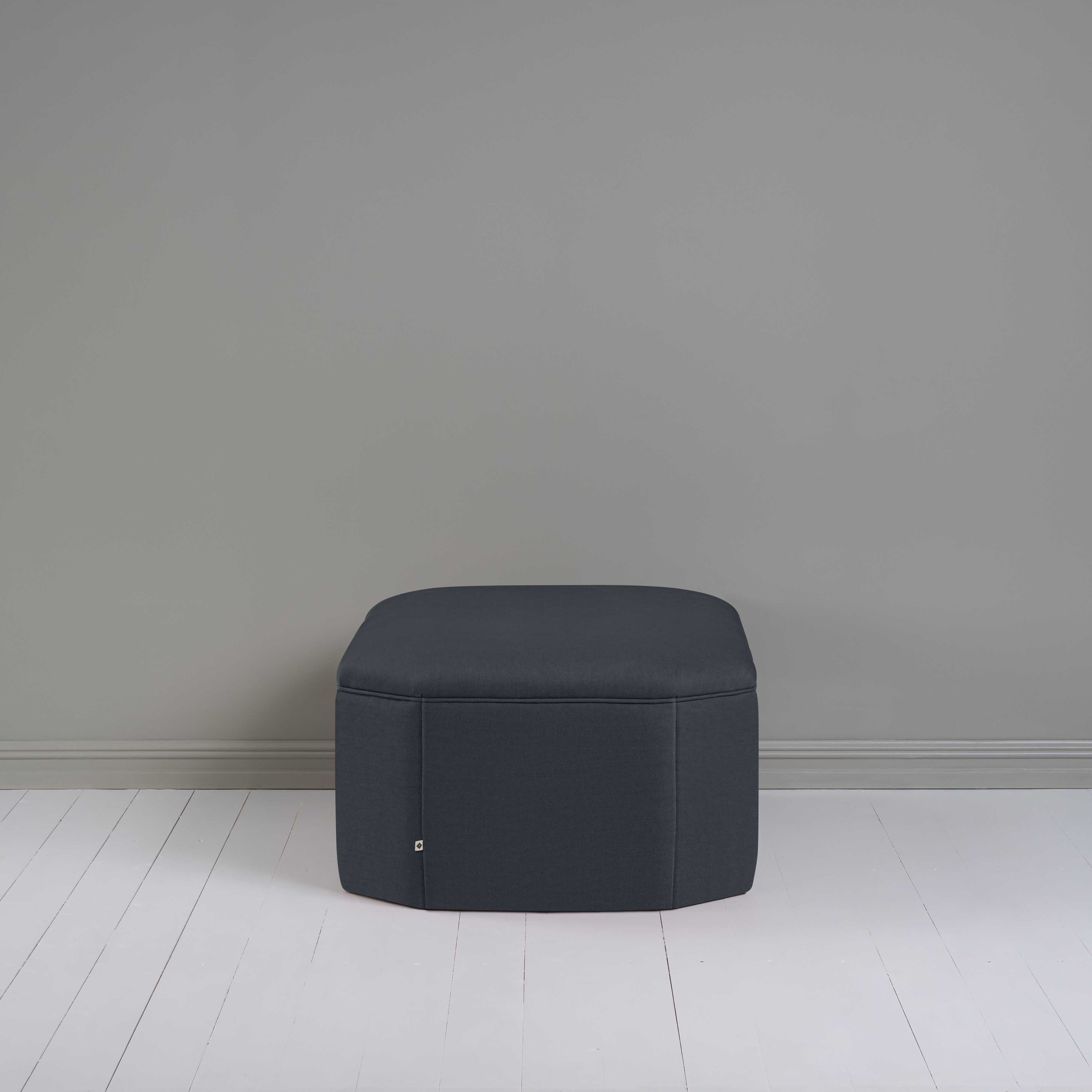  Hither Hexagonal Ottoman in Laidback Linen Midnight - Nicola Harding 