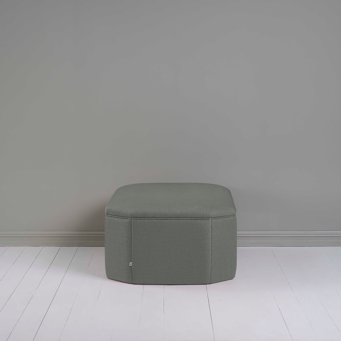 Hither Hexagonal Storage Ottoman in Laidback Linen Shadow - Nicola Harding