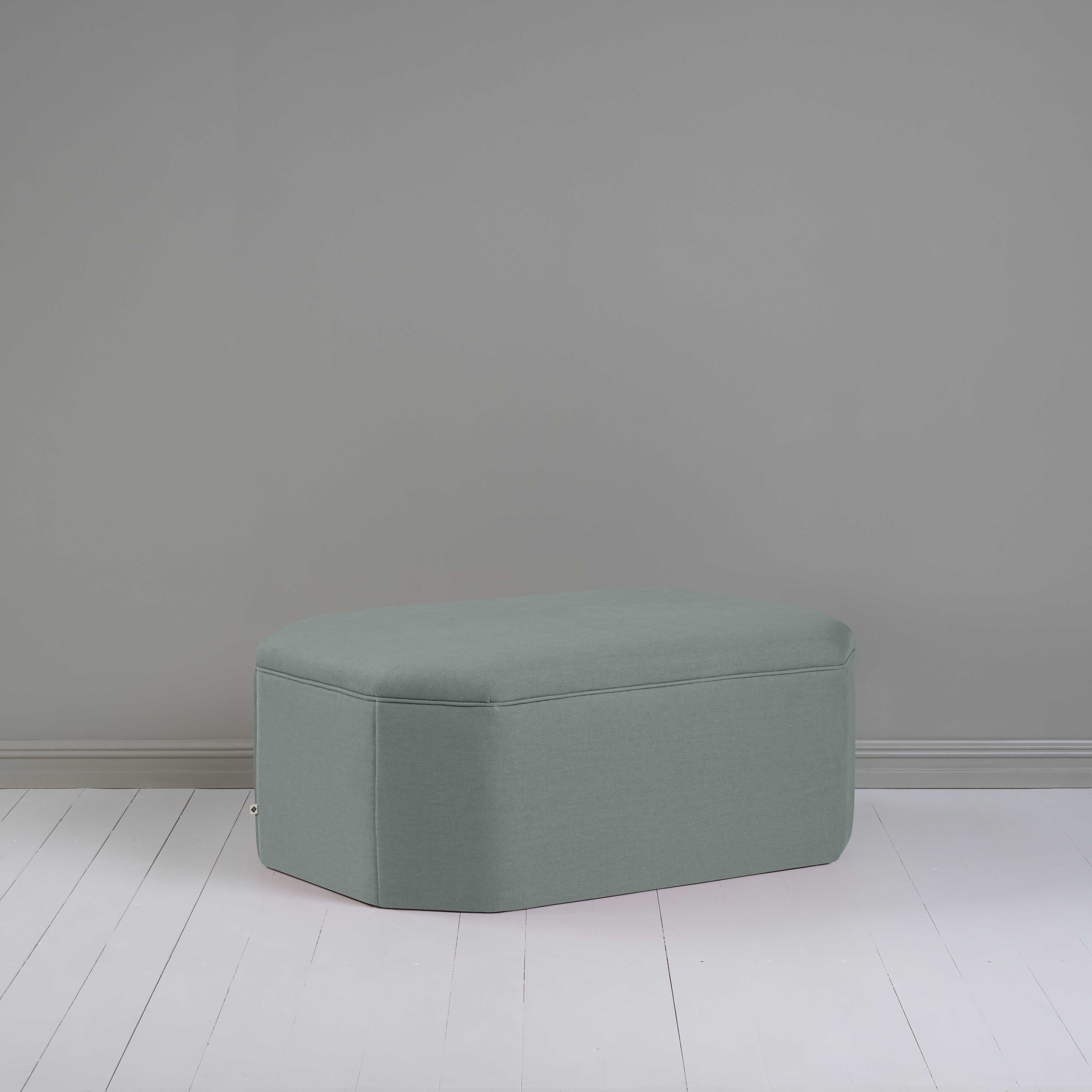  Hither Hexagonal Storage Ottoman in Laidback Linen Mineral - Nicola Harding 