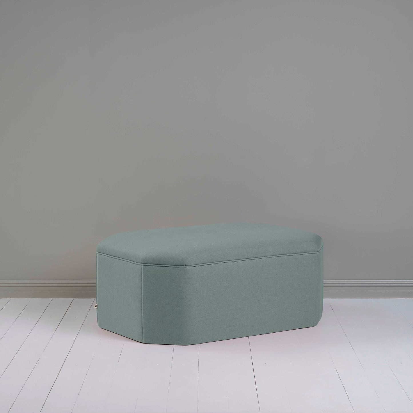 Hither Hexagonal Storage Ottoman in Laidback Linen Mineral - Nicola Harding