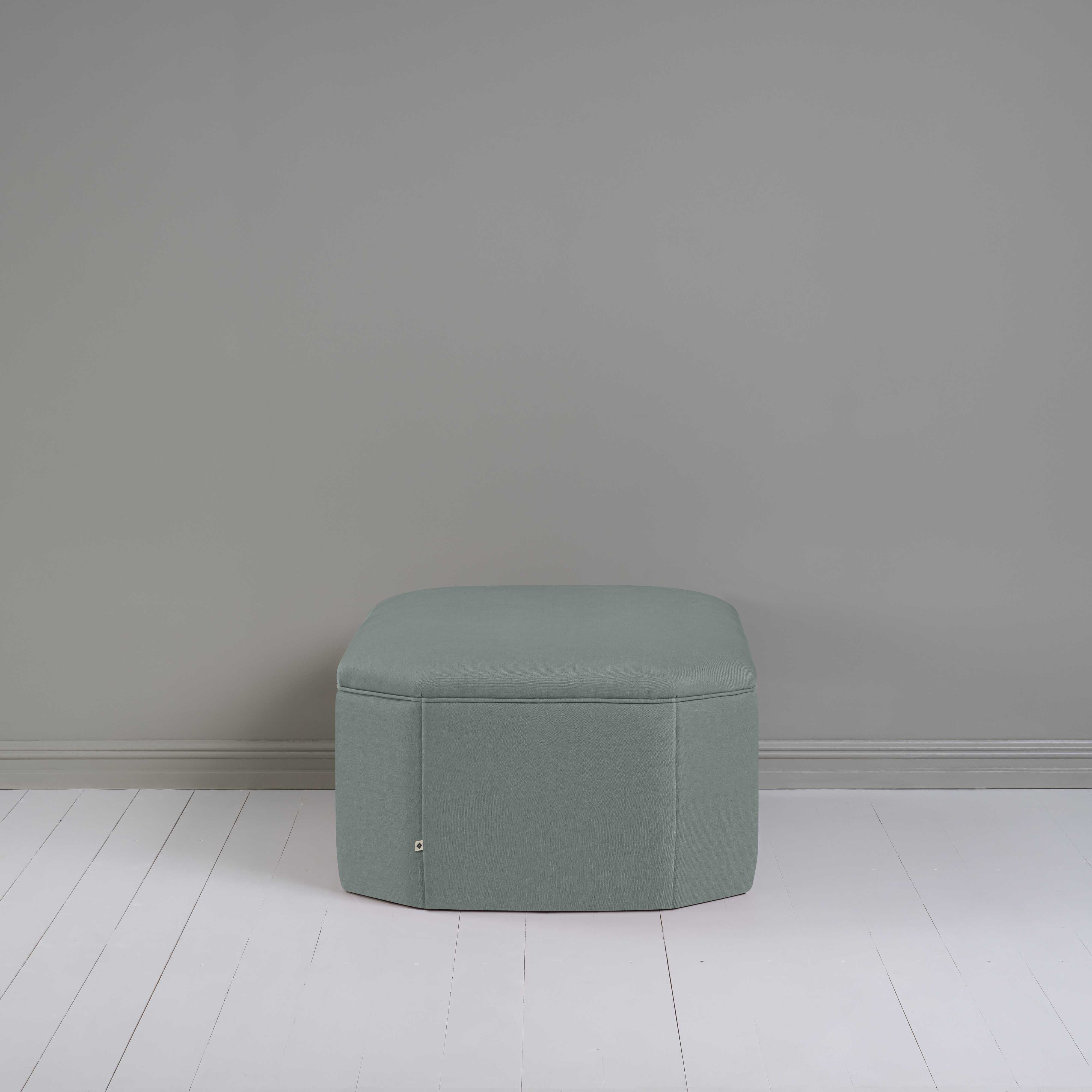  Hither Hexagonal Storage Ottoman in Laidback Linen Mineral - Nicola Harding 