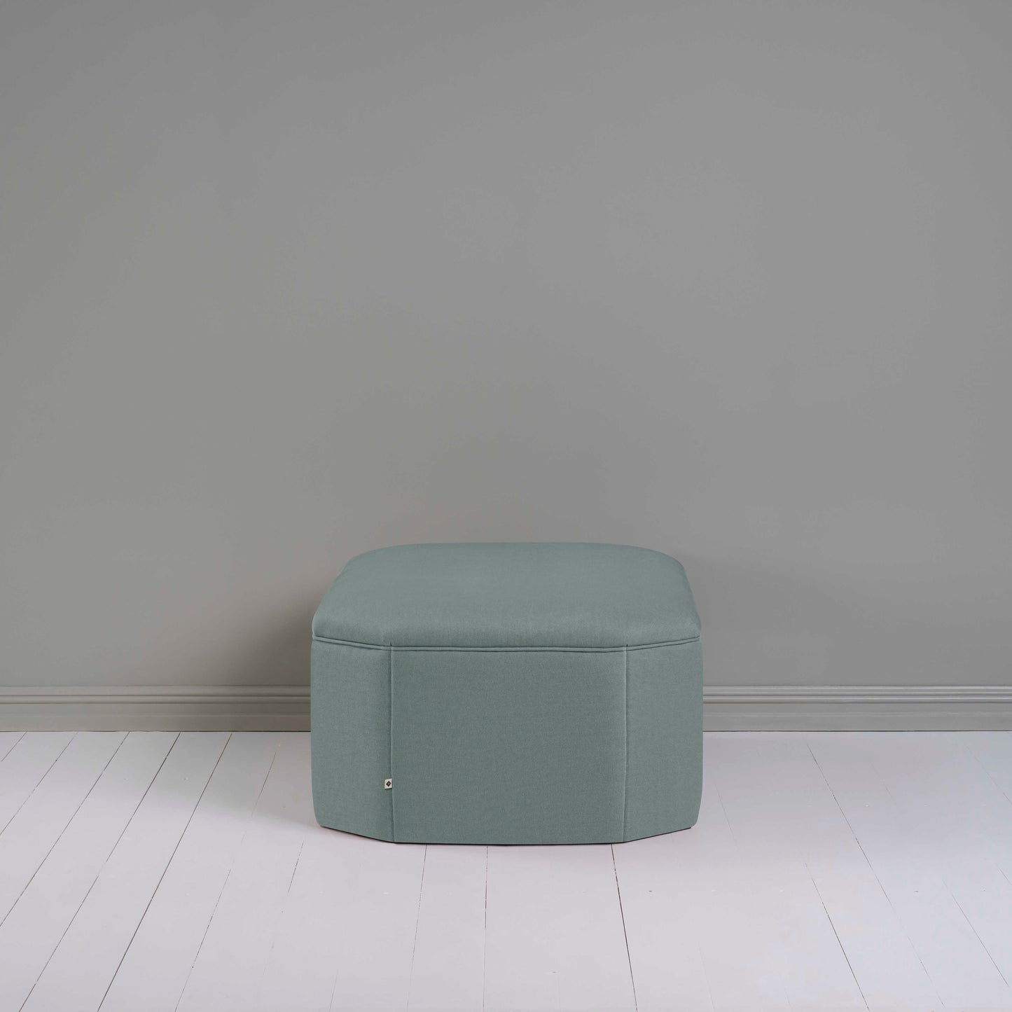 Hither Hexagonal Storage Ottoman in Laidback Linen Mineral - Nicola Harding