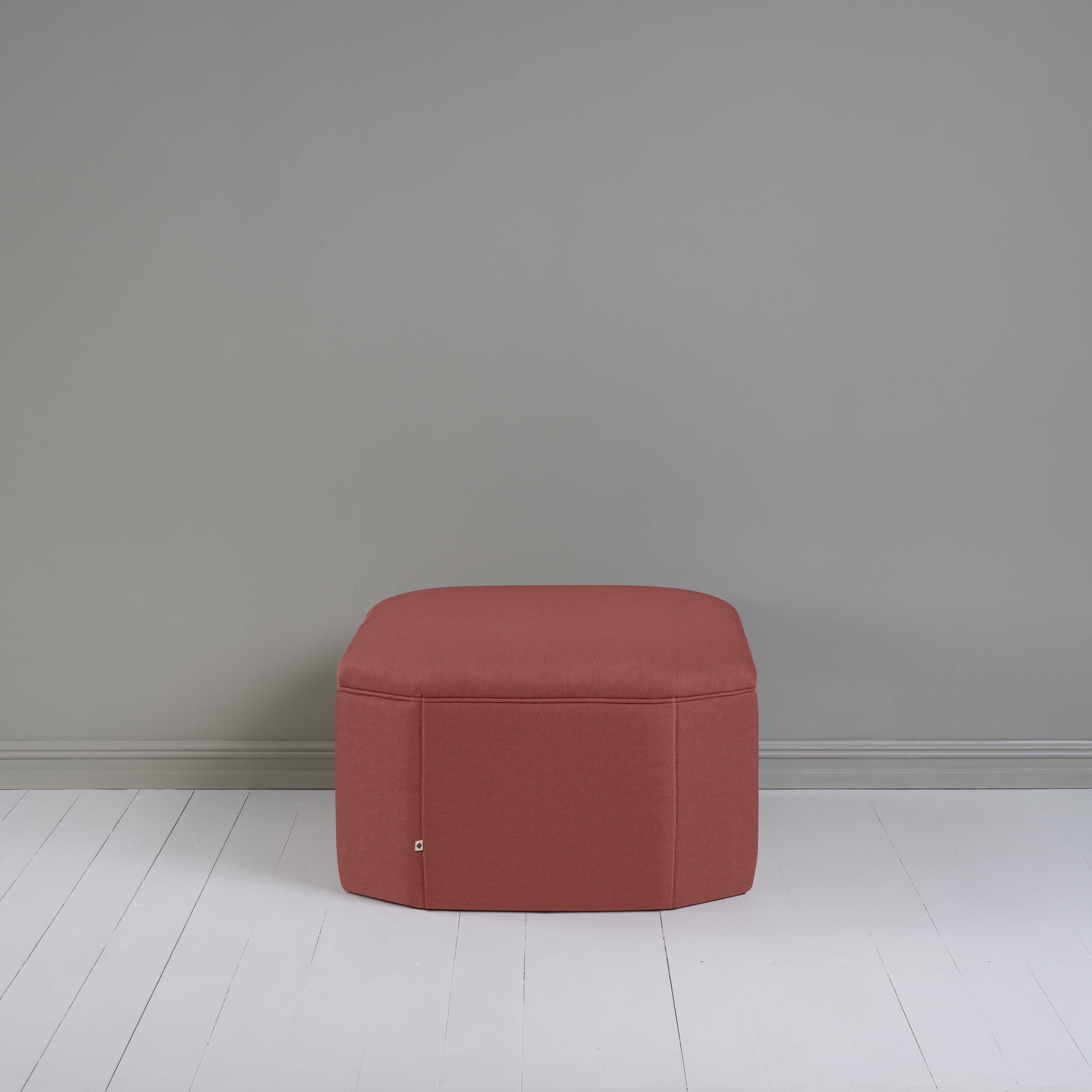  Hither Hexagonal Storage Ottoman in Laidback Linen Rouge - Nicola Harding 