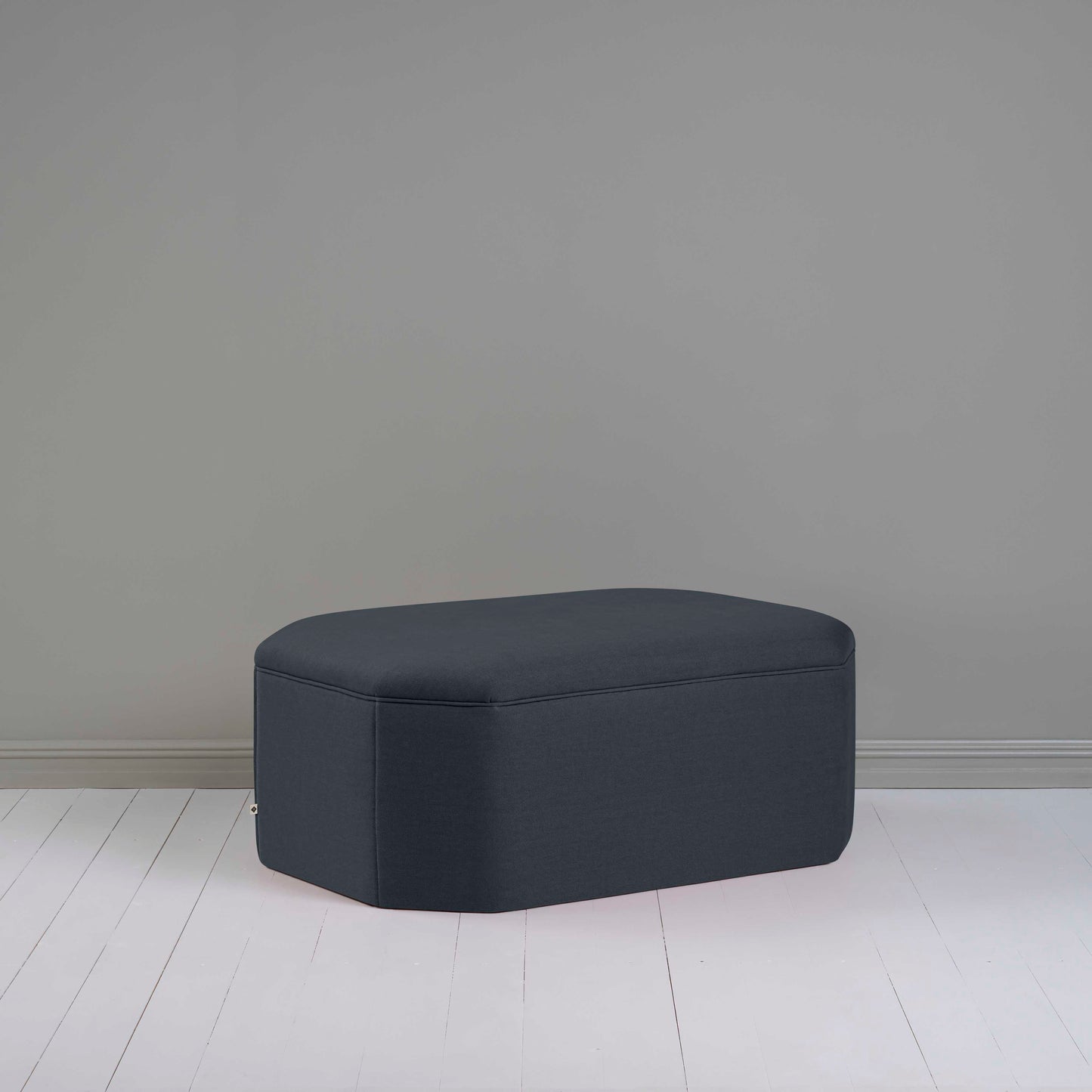 Hither Hexagonal Ottoman in Laidback Linen Midnight - Nicola Harding