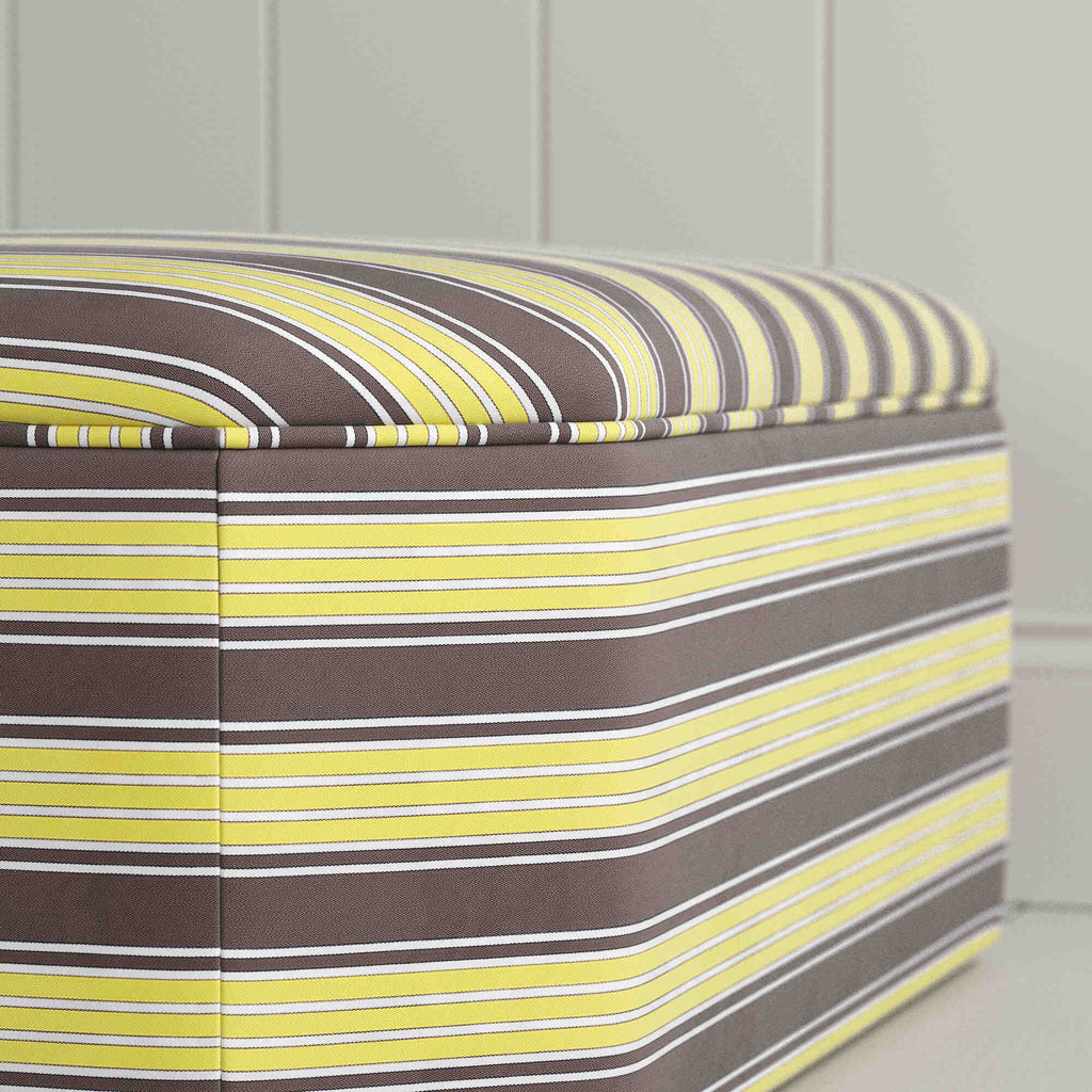  Hither Hexagonal Ottoman in Regatta Cotton, Custard 