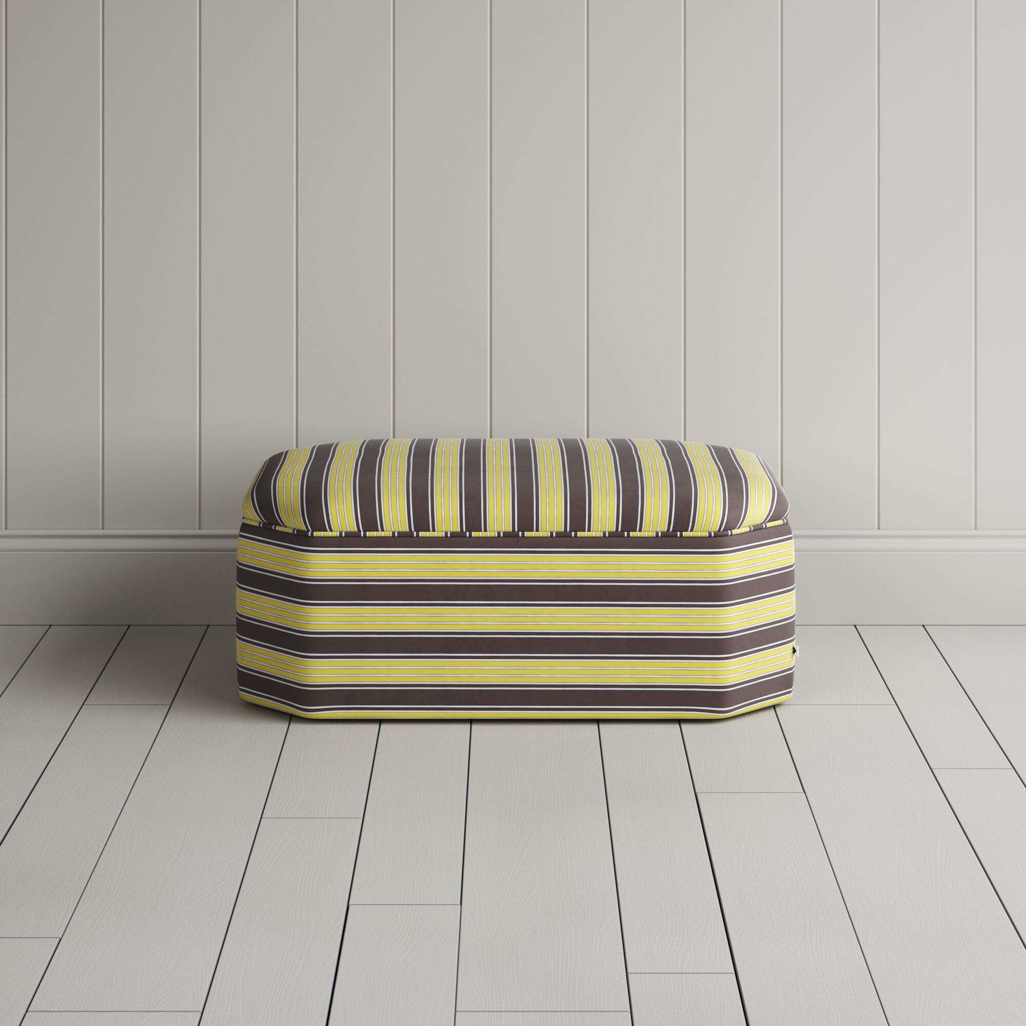  Hither Hexagonal Ottoman in Regatta Cotton, Custard 
