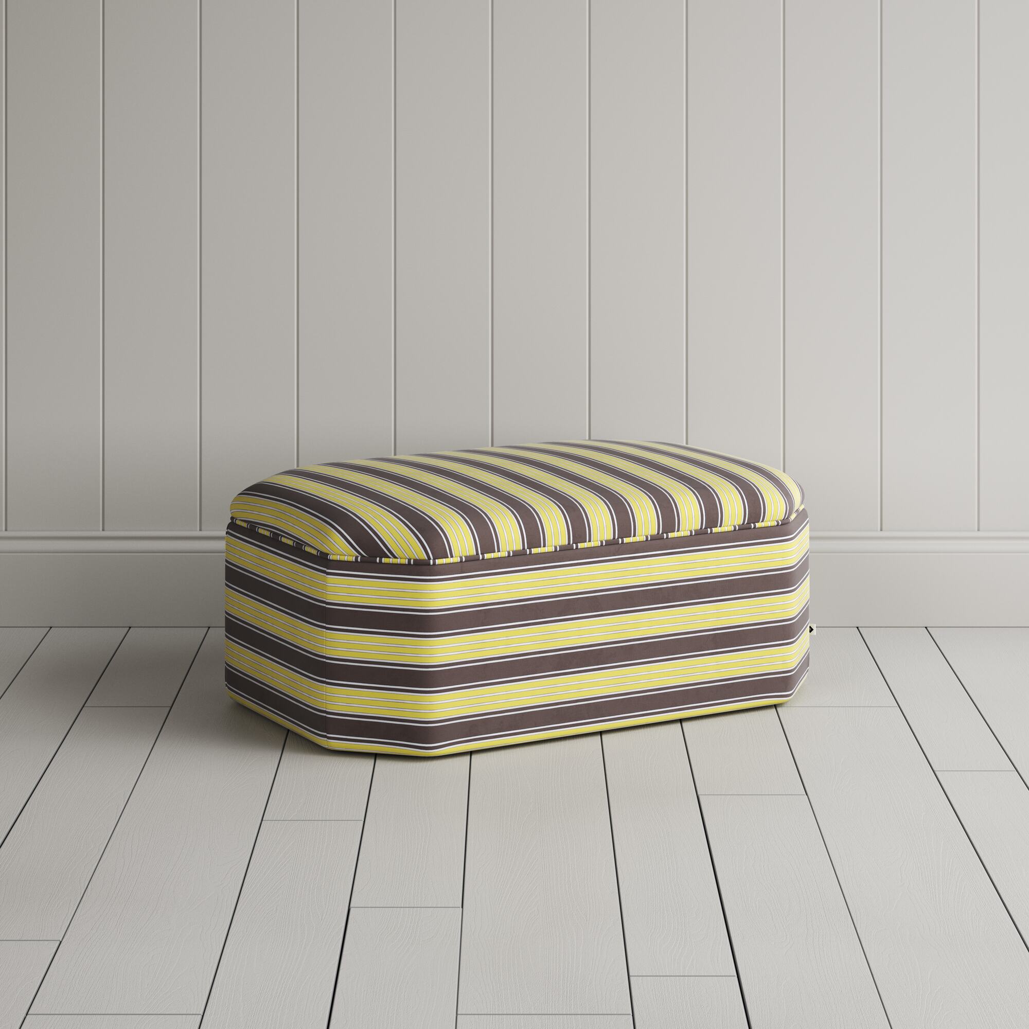 Hither Hexagonal Ottoman in Regatta Cotton, Custard 