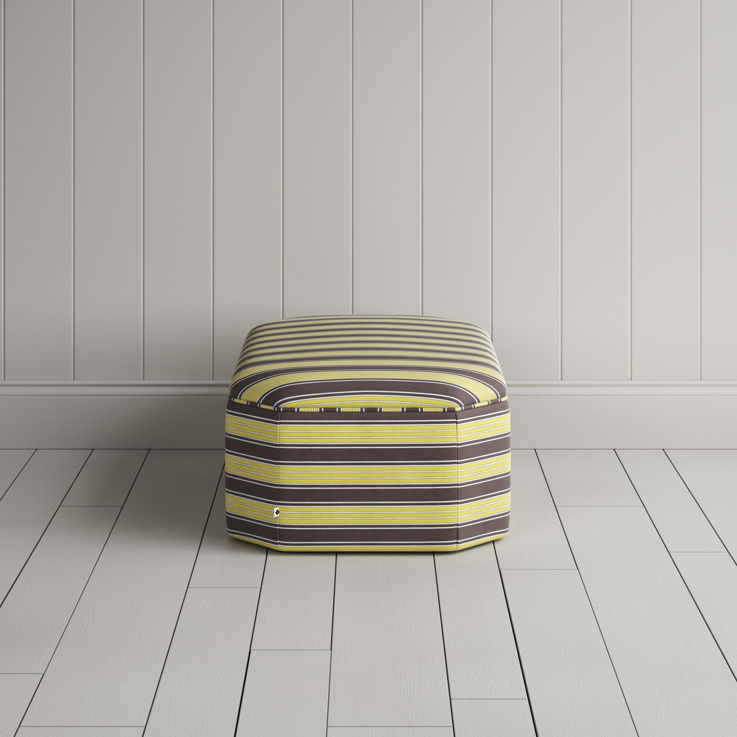 Hither Hexagonal Ottoman in Regatta Cotton, Custard