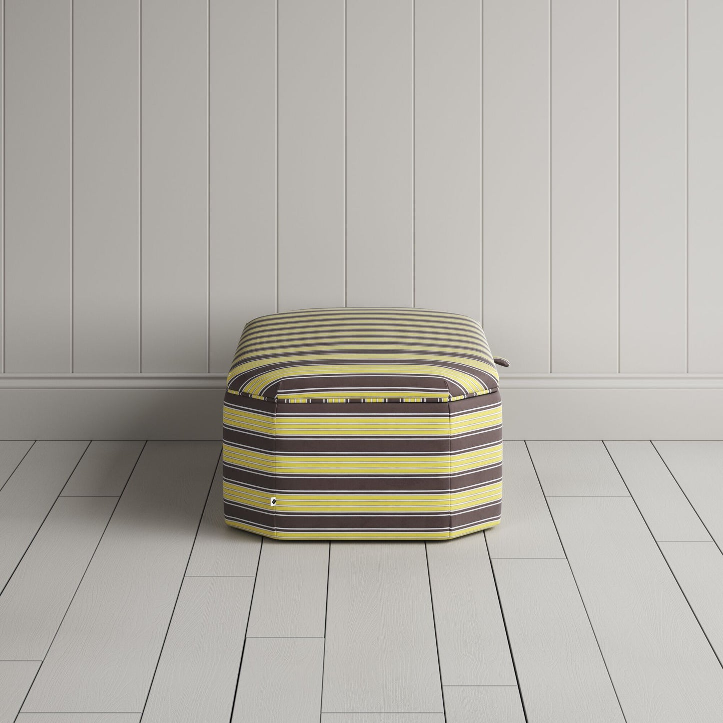 Hither Hexagonal Storage Ottoman in Regatta Cotton, Custard