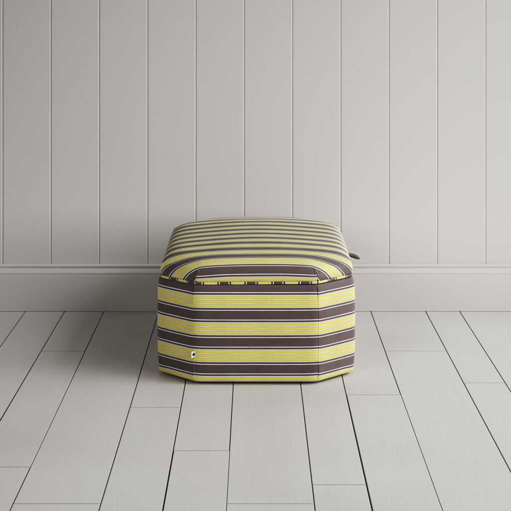  Hither Hexagonal Storage Ottoman in Regatta Cotton, Custard 