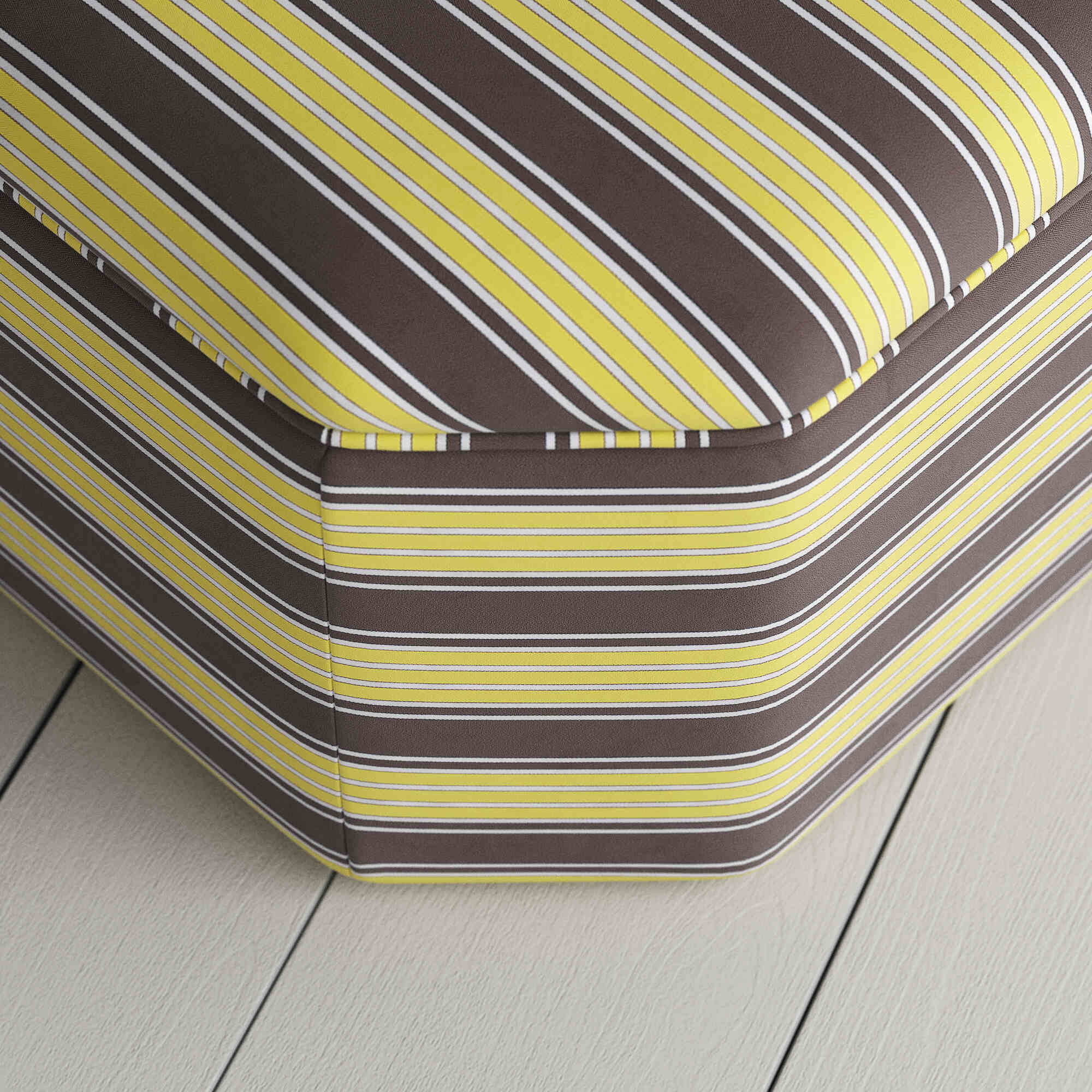  Hither Hexagonal Storage Ottoman in Regatta Cotton, Custard 