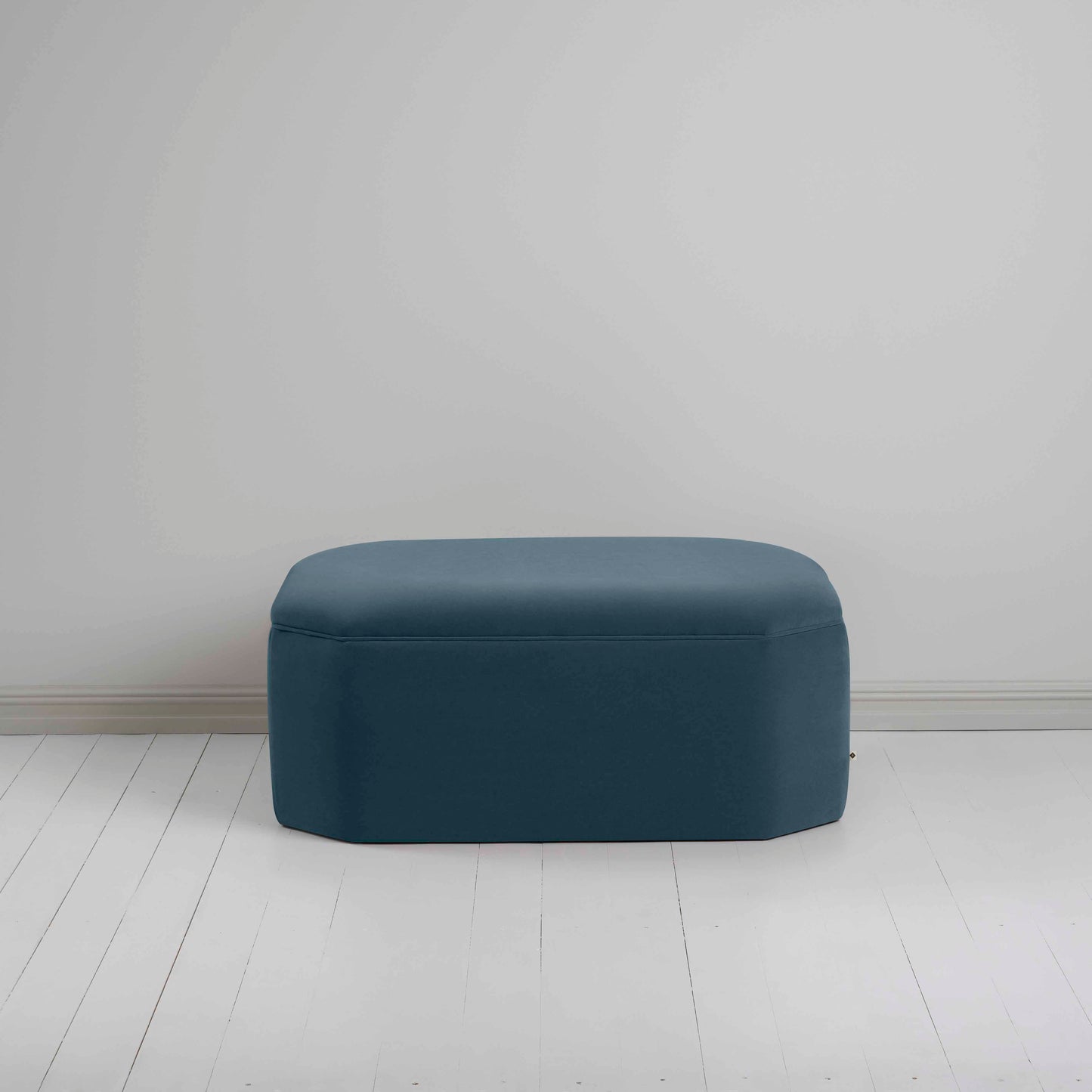 Hither Hexagonal Ottoman in Intelligent Velvet Aegean - Nicola Harding