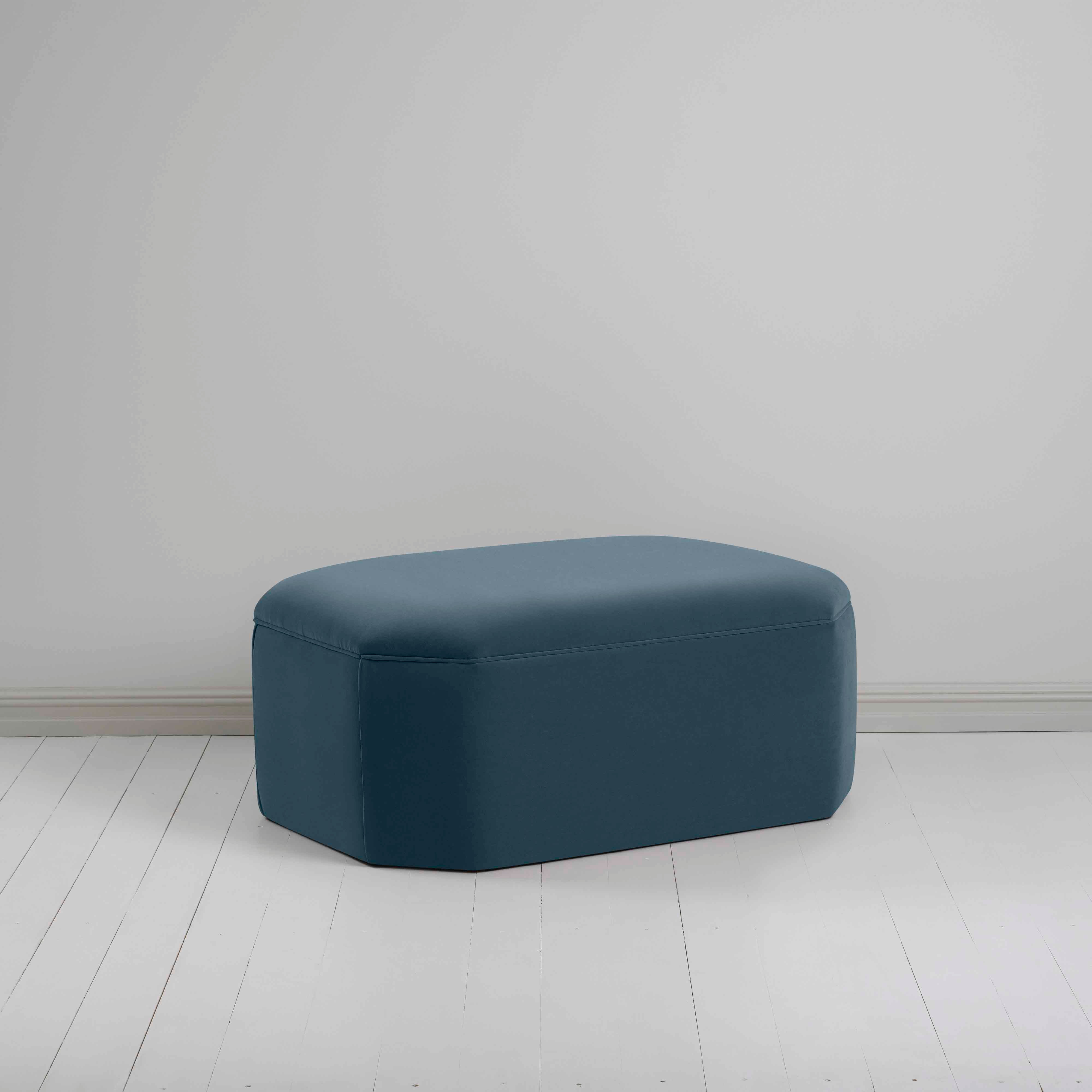  Hither Hexagonal Ottoman in Intelligent Velvet Aegean - Nicola Harding 