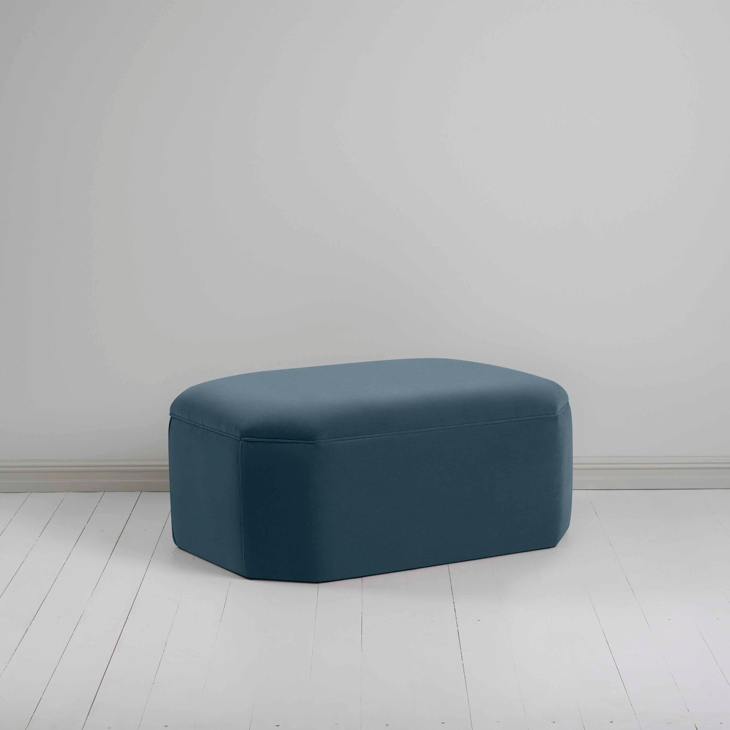 Hither Hexagonal Ottoman in Intelligent Velvet Aegean - Nicola Harding